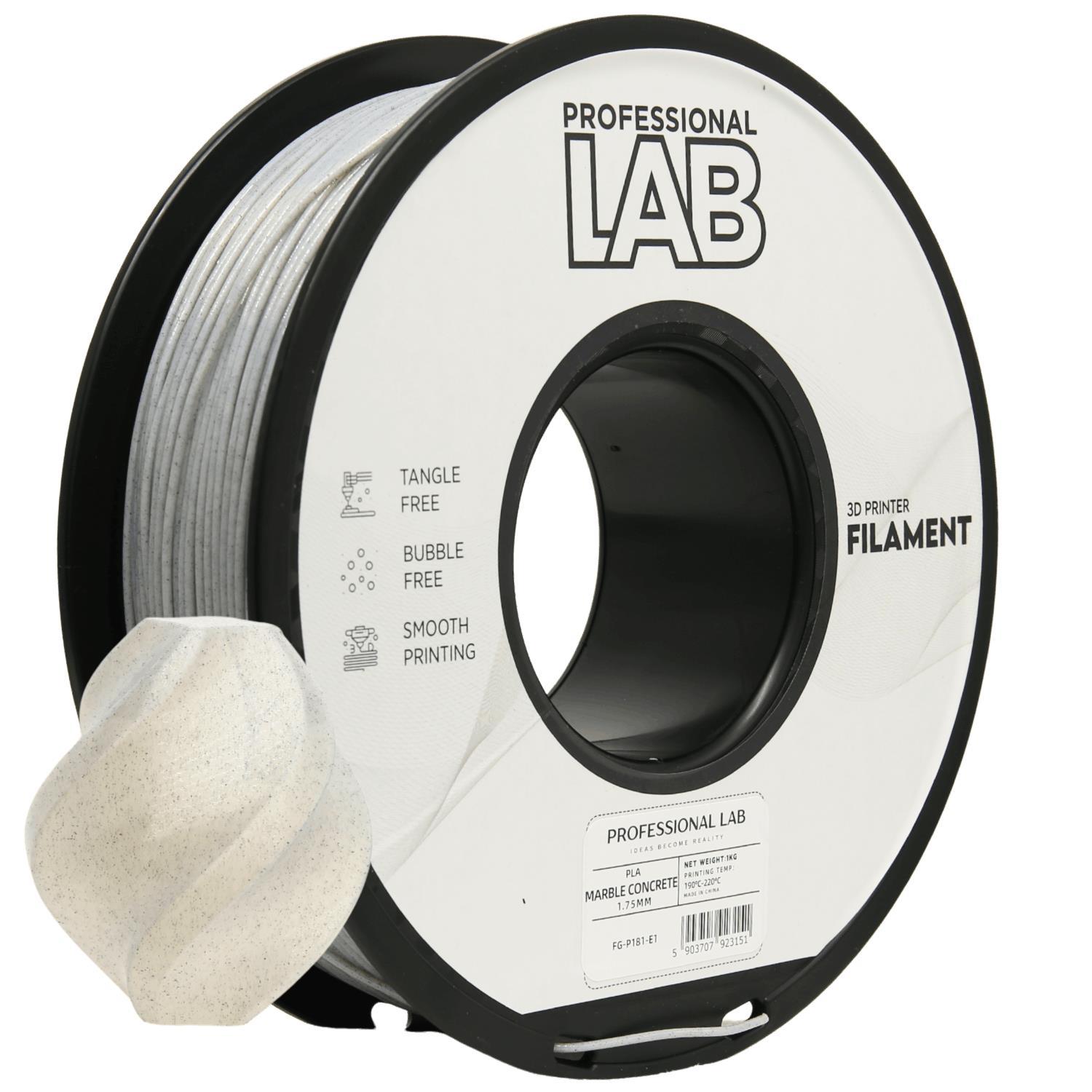 Levně Professional Lab FG-P181-E1, 3D filament, PLA Marble, 1,75mm, 1000g, Bílý (Concrete)