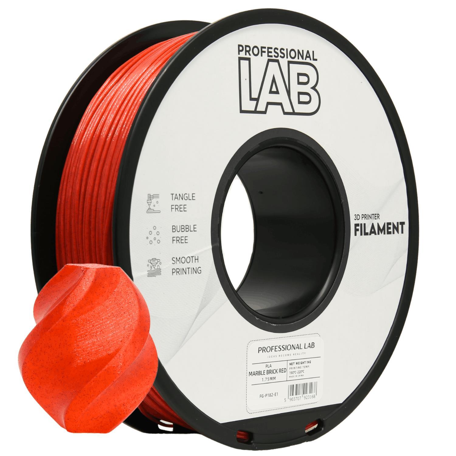 Levně Professional Lab FG-P182-E1, 3D filament, PLA Marble, 1,75mm, 1000g, Červený (Brick red)
