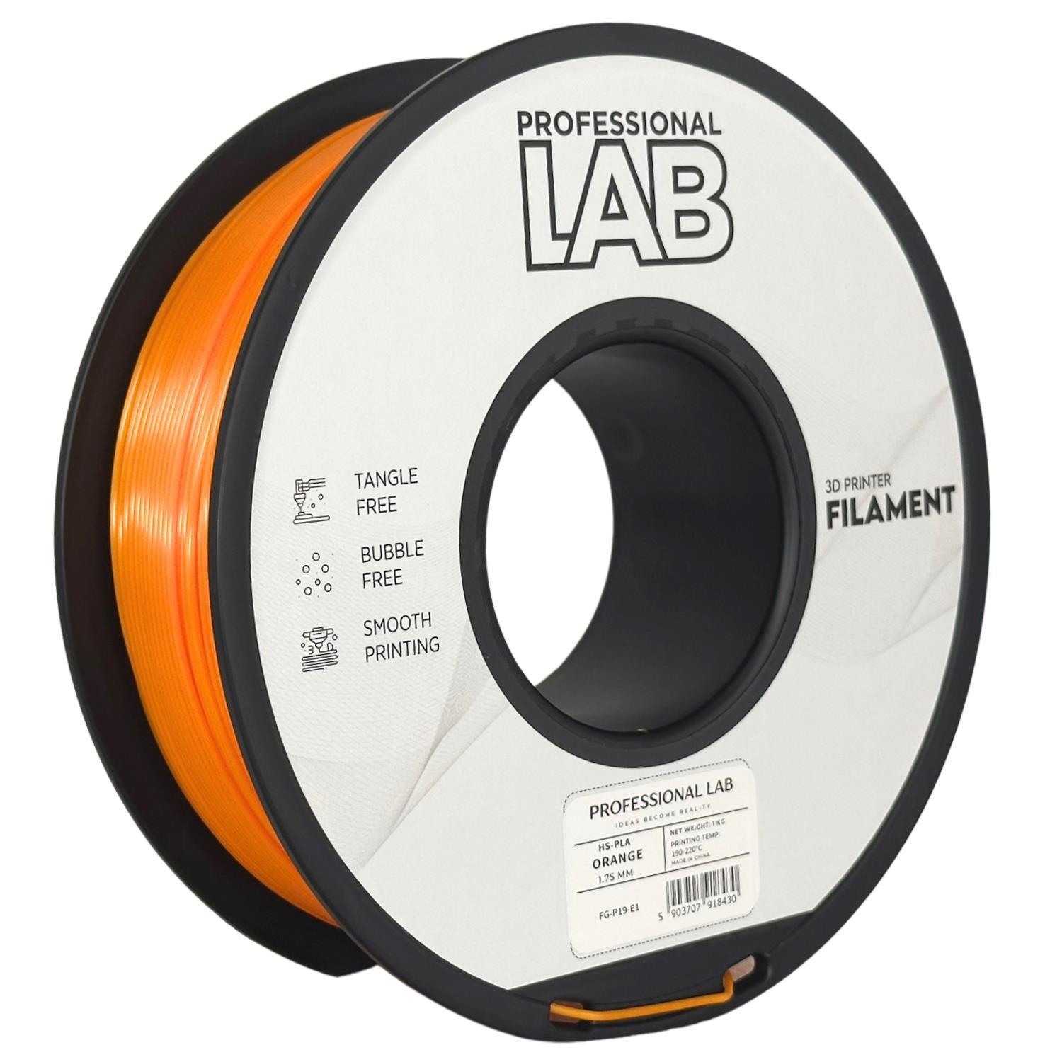 Levně Professional Lab FG-P19-E1, 3D filament, HS-PLA, 1,75mm, 1000g, Oranžový (Orange)