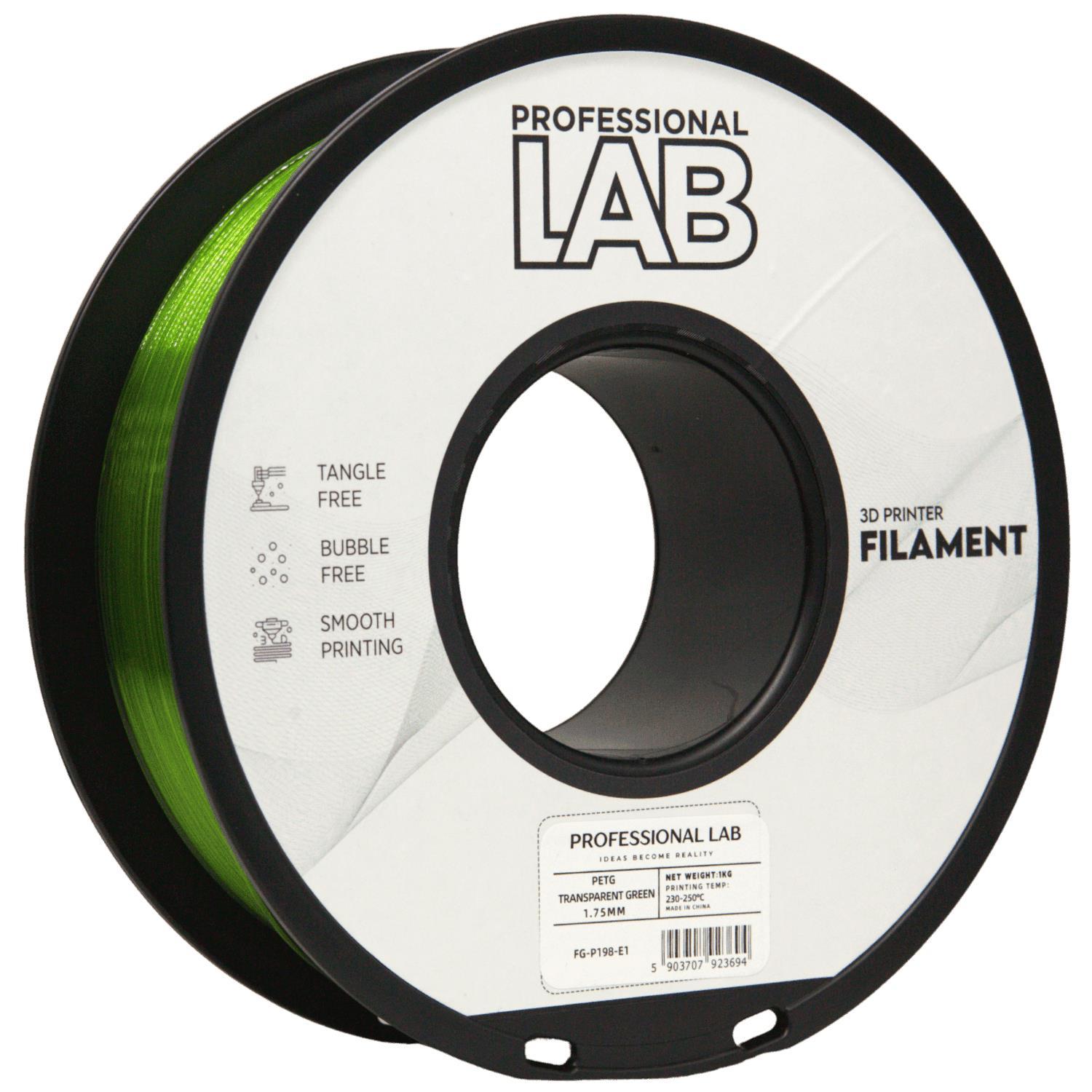 Professional Lab FG-P198-E1, 3D filament, PETG, Transparent Green, 1kg, 1,75mm