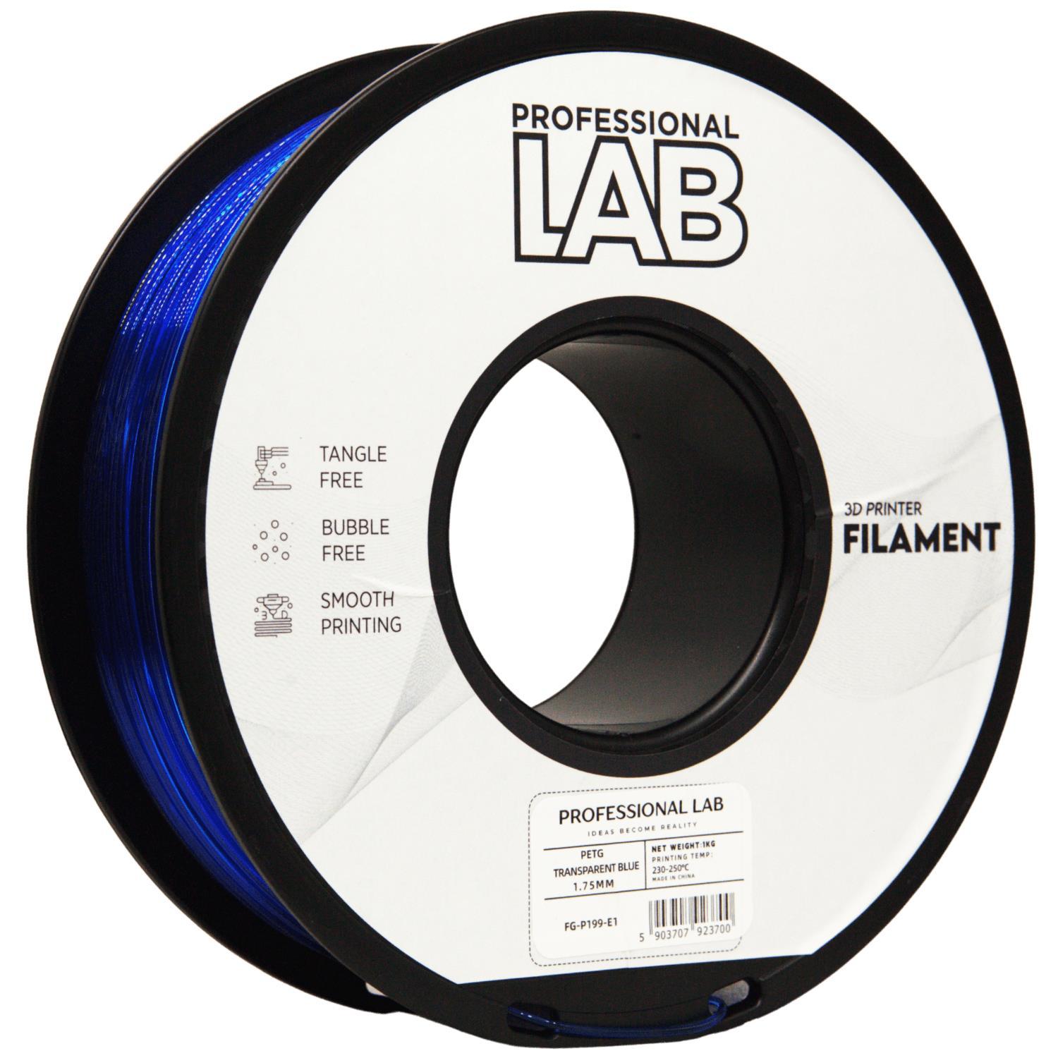Professional Lab FG-P199-E1, 3D filament, PETG, Transparent Blue, 1kg, 1,75mm
