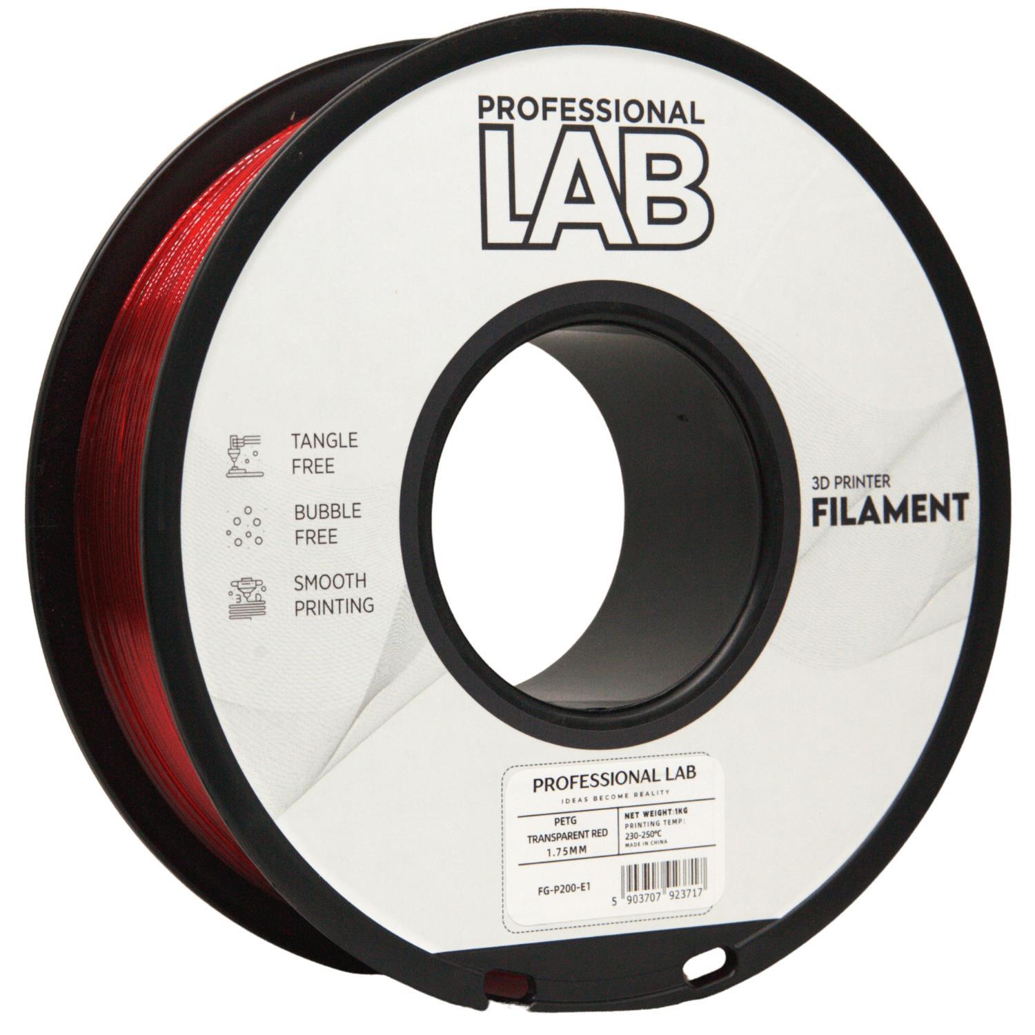 Professional Lab Professional Lab FG-P200-E1, 3D filament, PETG, 1.75mm, 1000g, Transparent Red