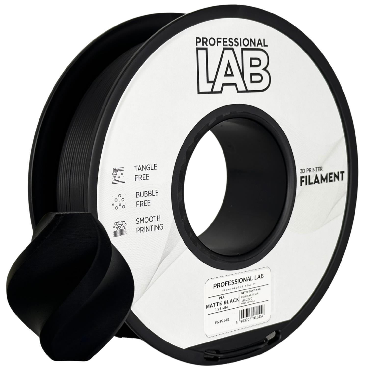 Levně Professional Lab FG-P21-E1, 3D filament, PLA Matte, 1,75mm, 1000g, Černý (Black)