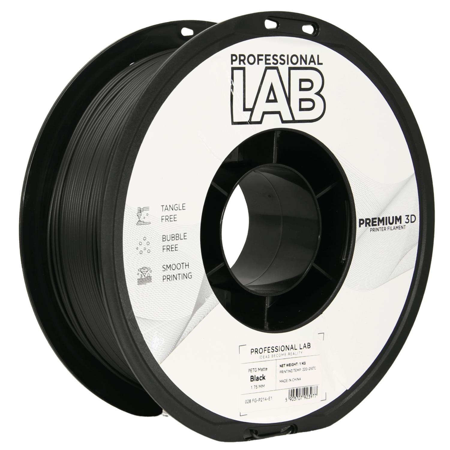 E-shop Professional Lab FG-P214-E1, 3D filament, PETG Matte, 1,75mm, 1000g, Čierny (Black)