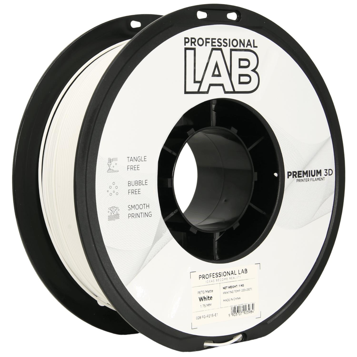 Levně Professional Lab FG-P215-E1, 3D filament, PETG Matte, 1,75mm, 1000g, Bílý (White)