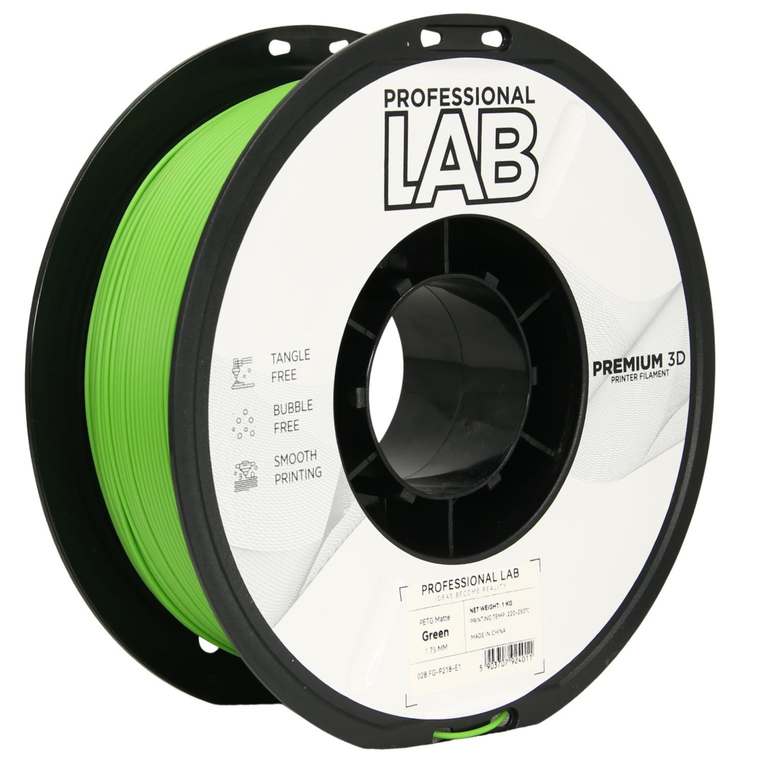Levně Professional Lab FG-P218-E1, 3D filament, PETG Matte, 1,75mm, 1000g, Zelený (Green)