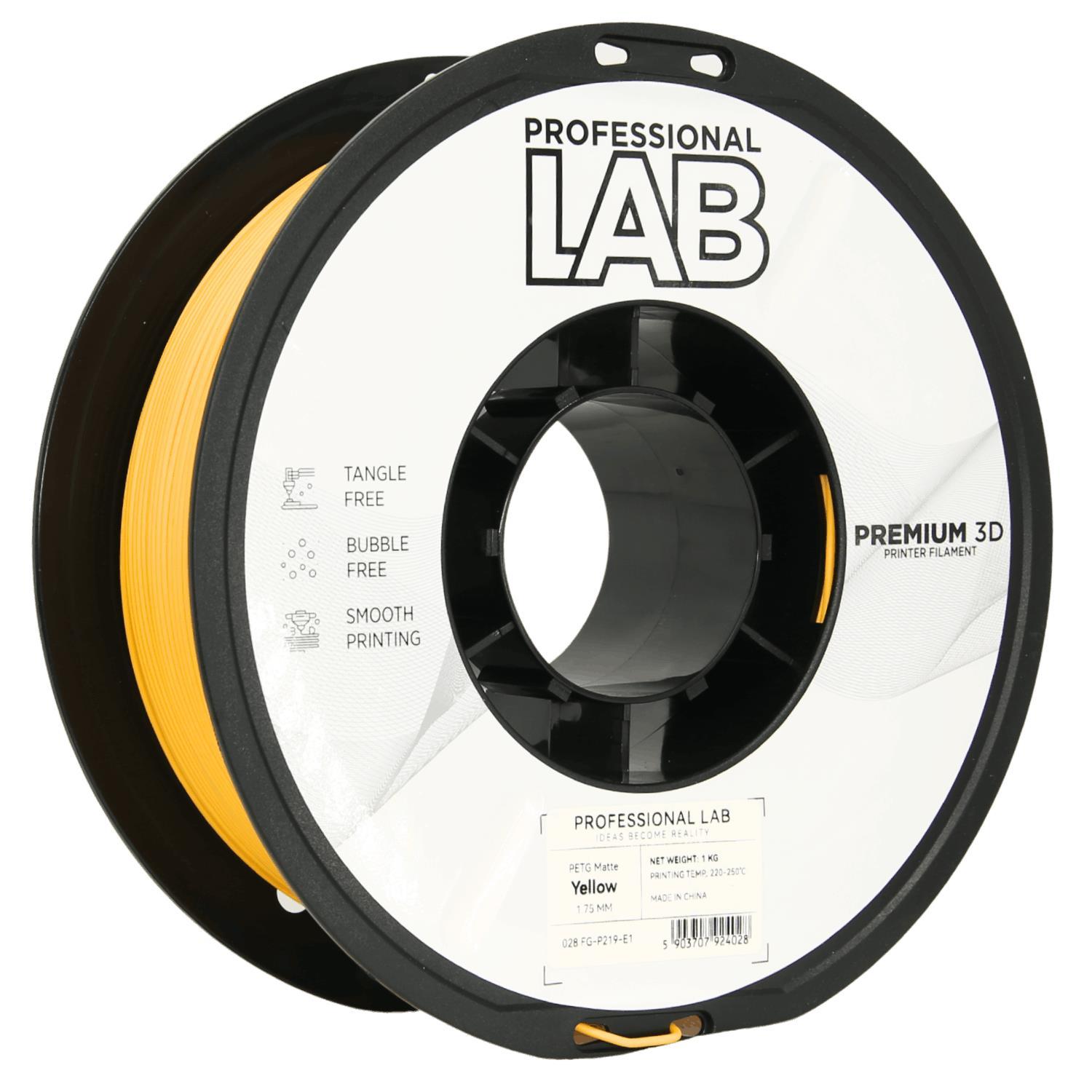 Levně Professional Lab FG-P219-E1, 3D filament, PETG Matte, 1,75mm, 1000g, Žlutý (Yellow)