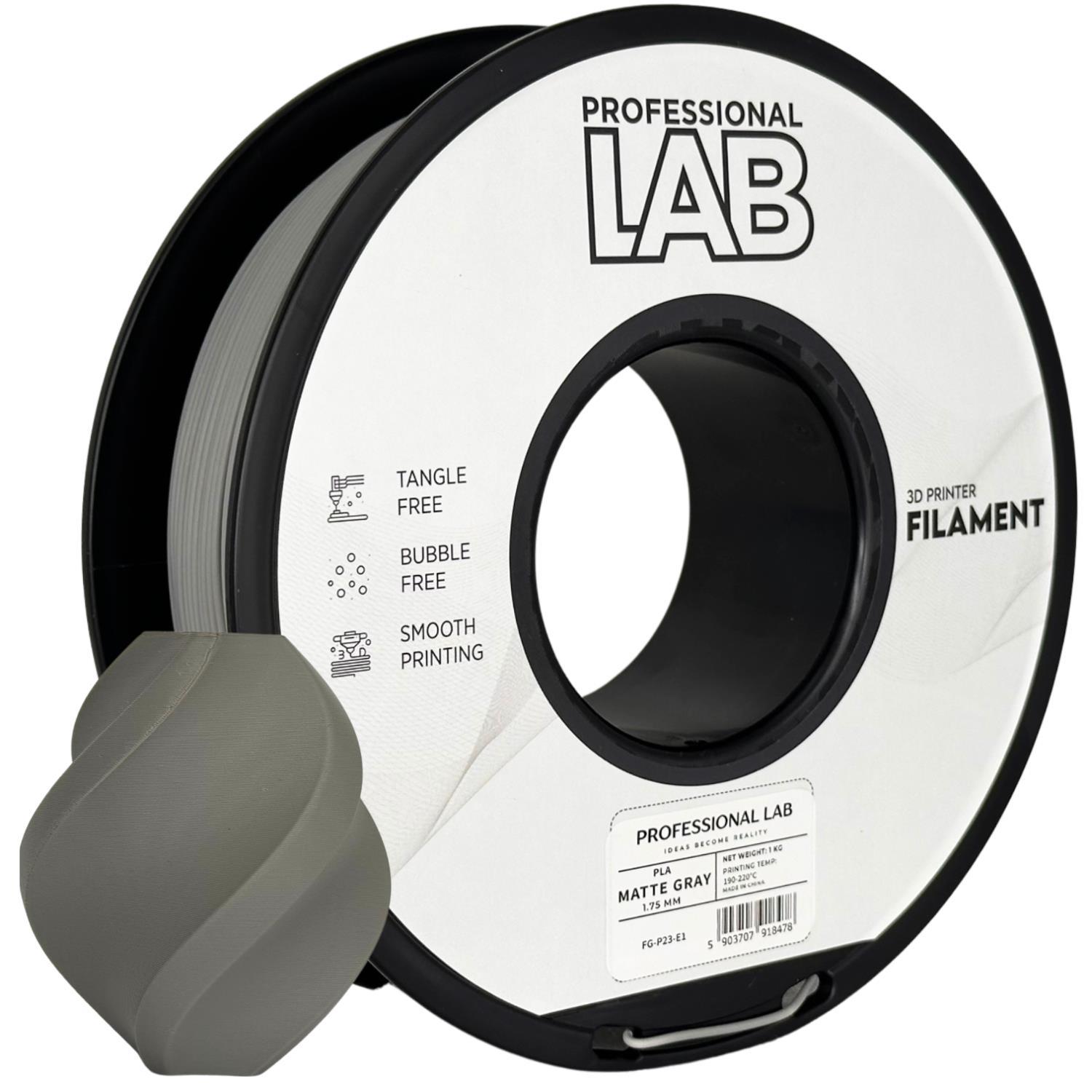Levně Professional Lab FG-P23-E1, 3D filament, PLA Matte, 1,75mm, 1000g, Šedý (Grey)