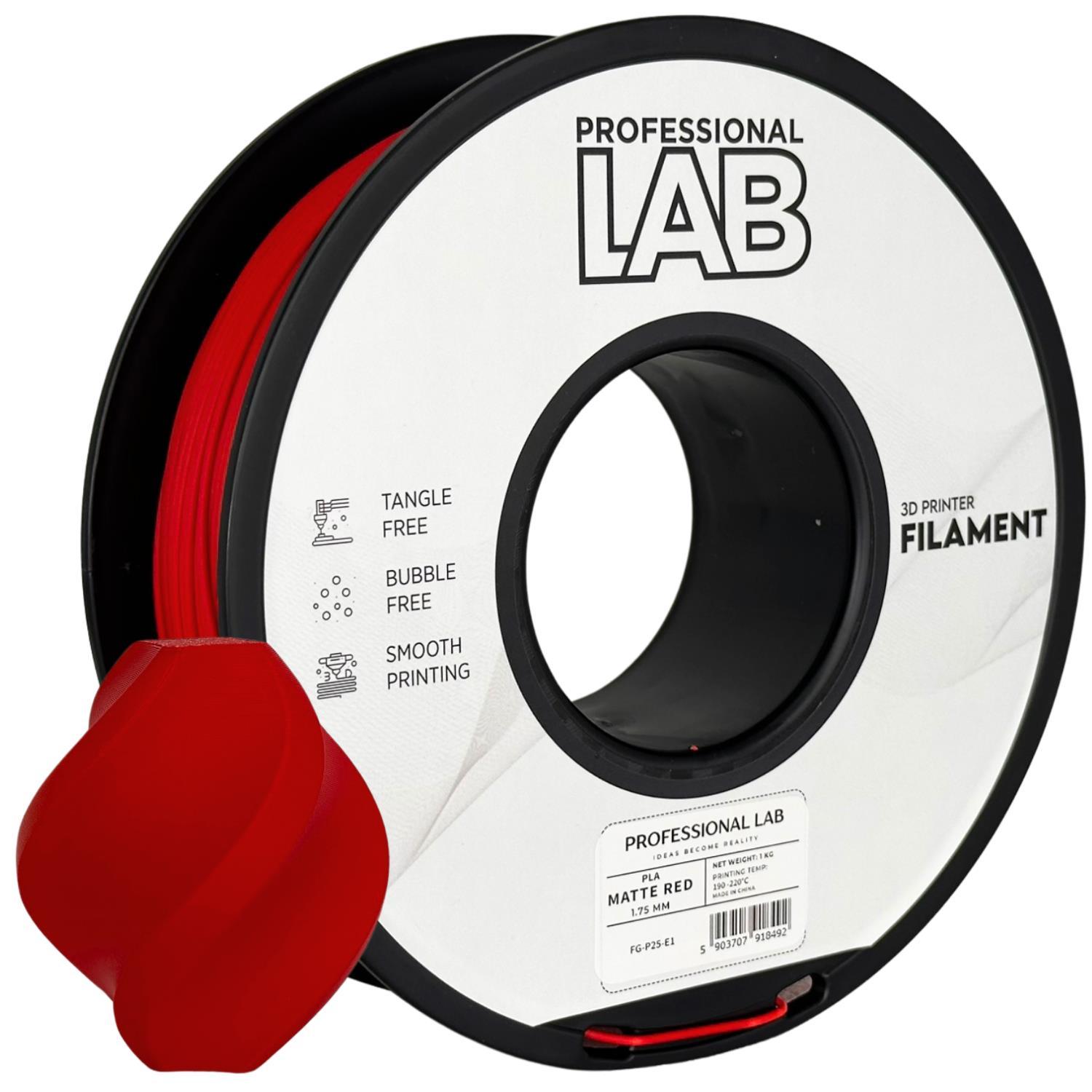 Levně Professional Lab FG-P25-E1, 3D filament, PLA Matte, 1,75mm, 1000g, Červený (Red)