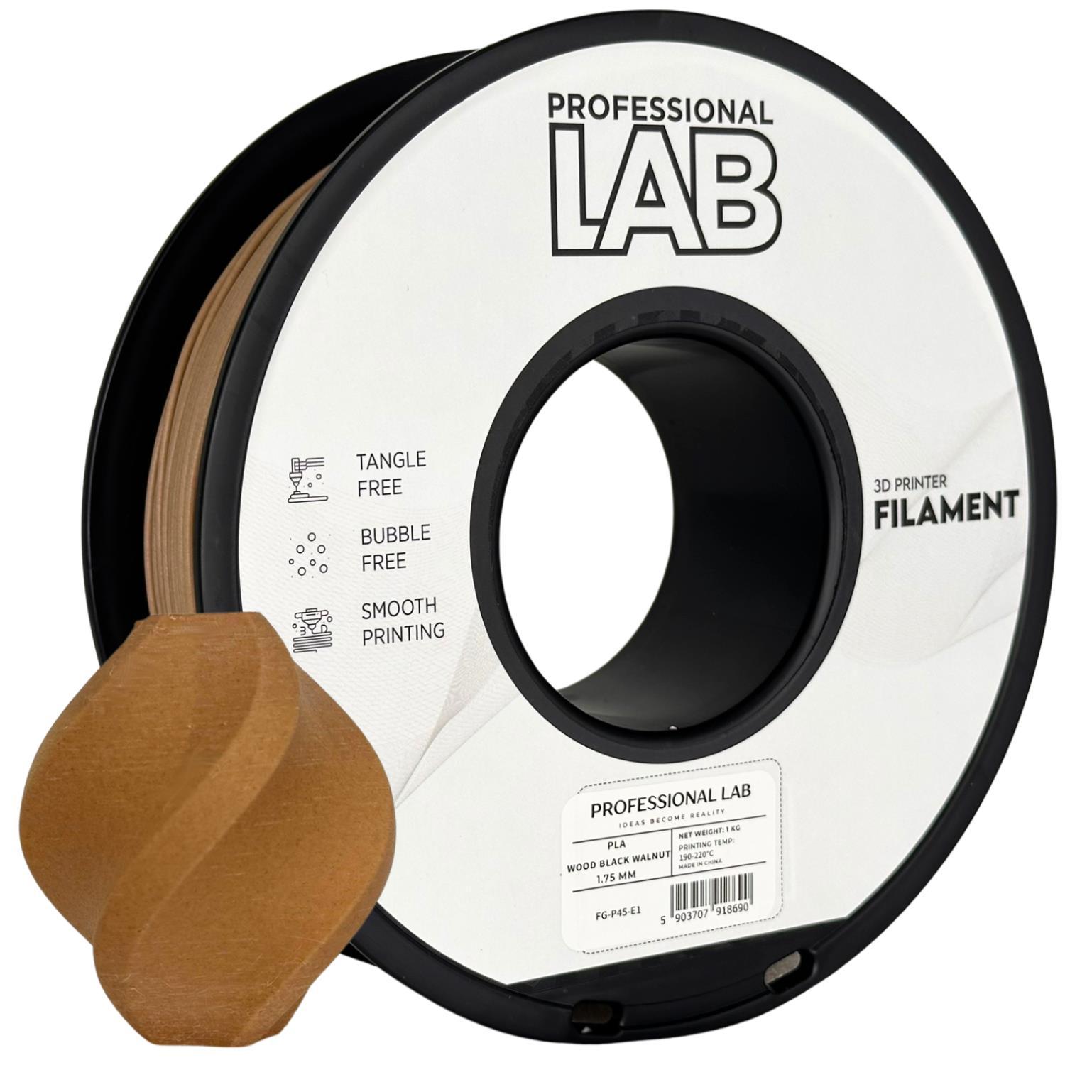Professional Lab FG-P45-E1, 3D filament, PLA Wood, Black Walnut, 1kg, 1,75mm