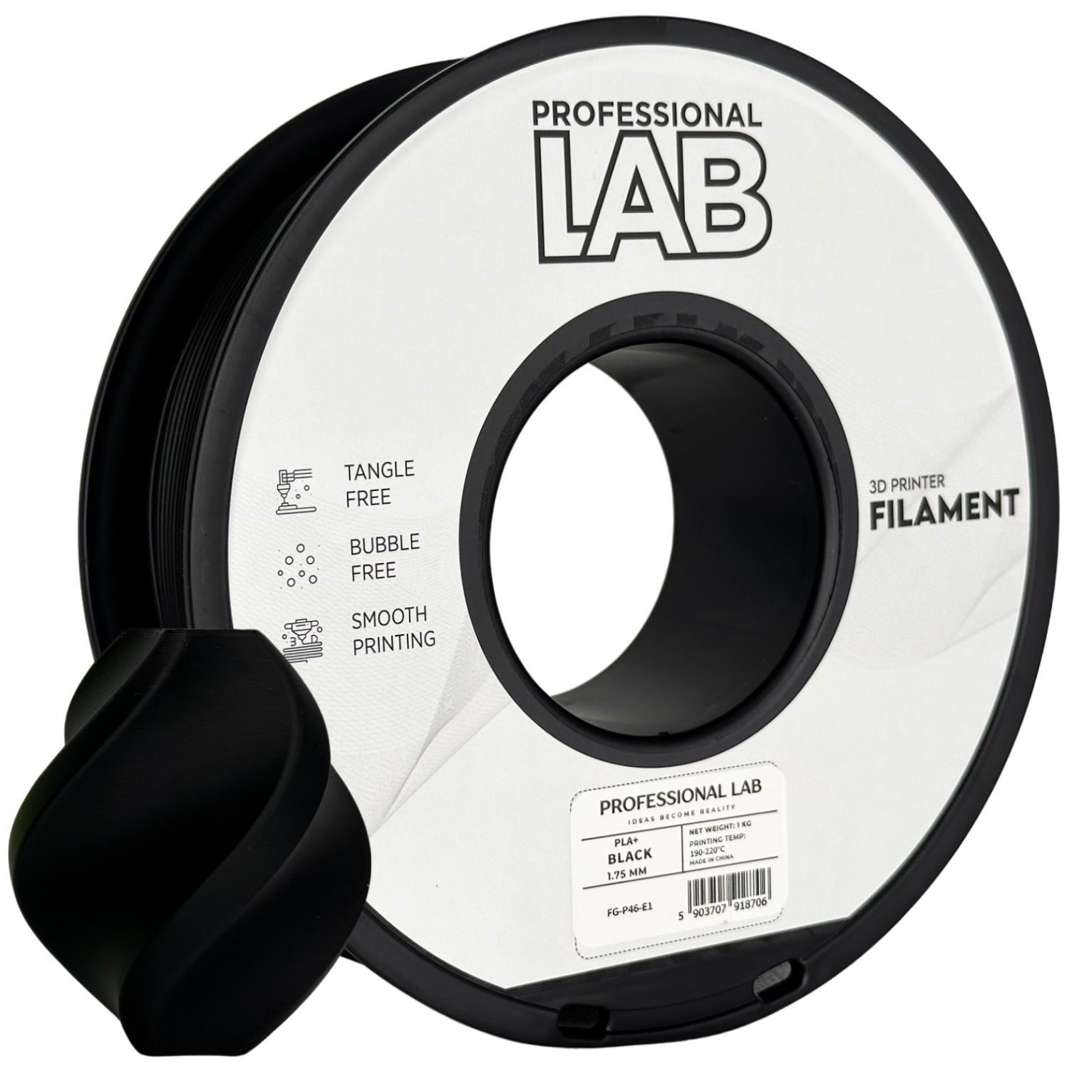 Professional Lab FG-P46-E1, 3D filament, PLA+, Black, 1kg, 1,75mm