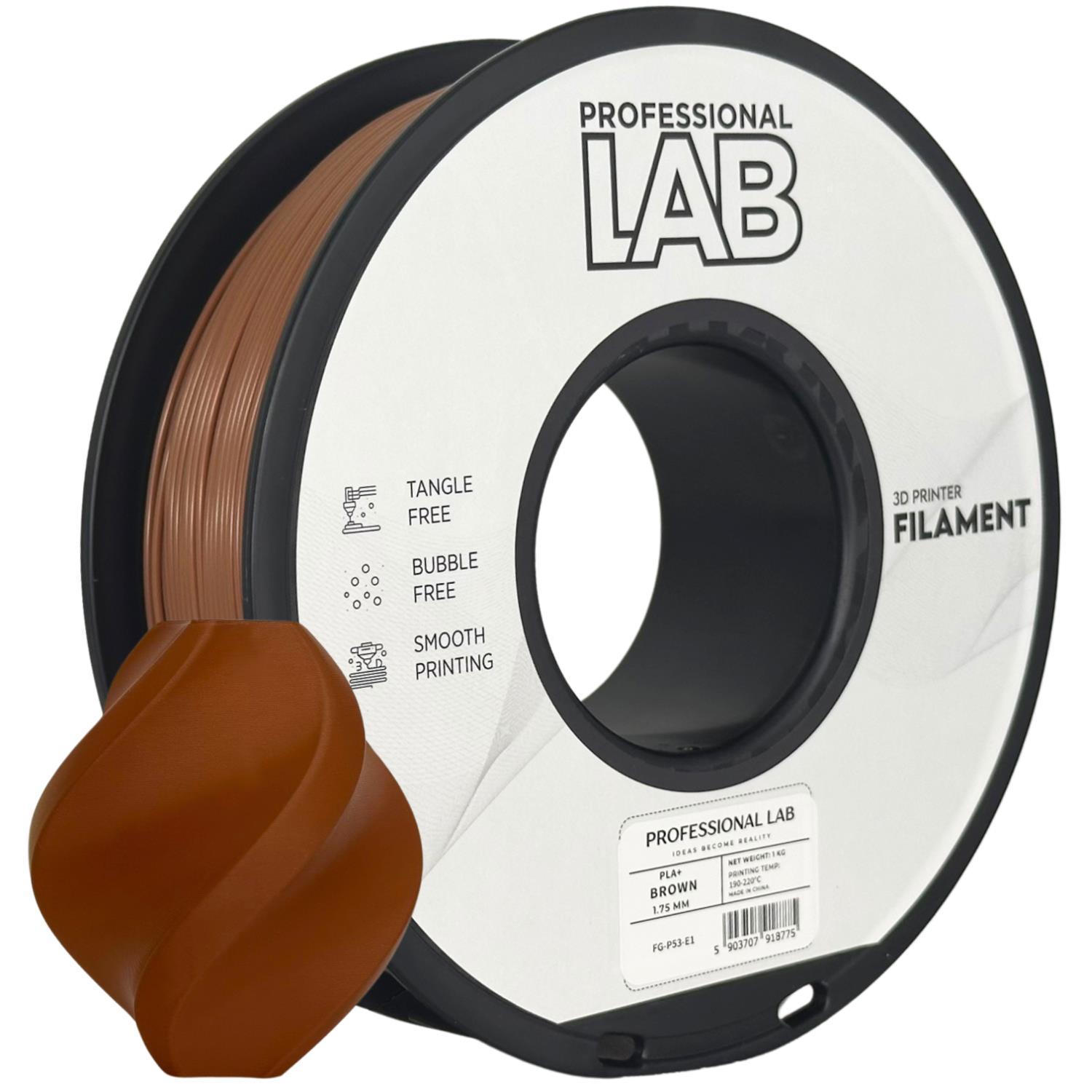 Levně Professional Lab FG-P53-E1, 3D filament, PLA+, 1,75mm, 1000g, Hnědý (Brown)
