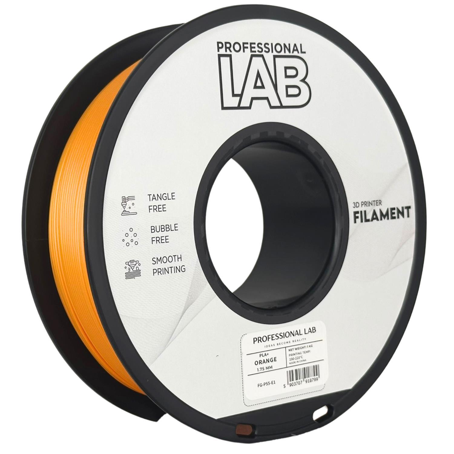Levně Professional Lab FG-P55-E1, 3D filament, PLA+, 1,75mm, 1000g, Oranžový (Orange)