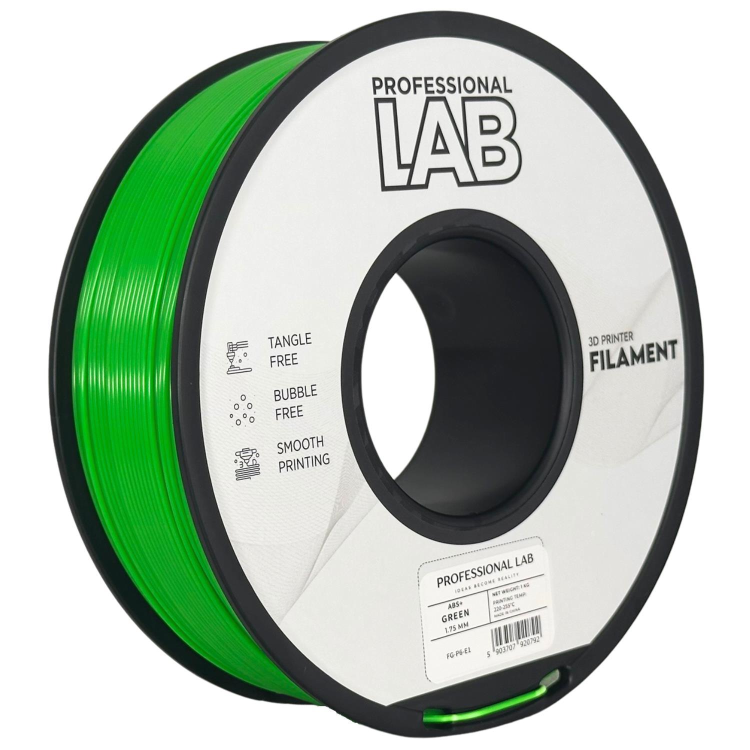 Levně Professional Lab FG-P6-E1, 3D filament, ABS+, 1,75mm, 1000g, Zelený (Green)