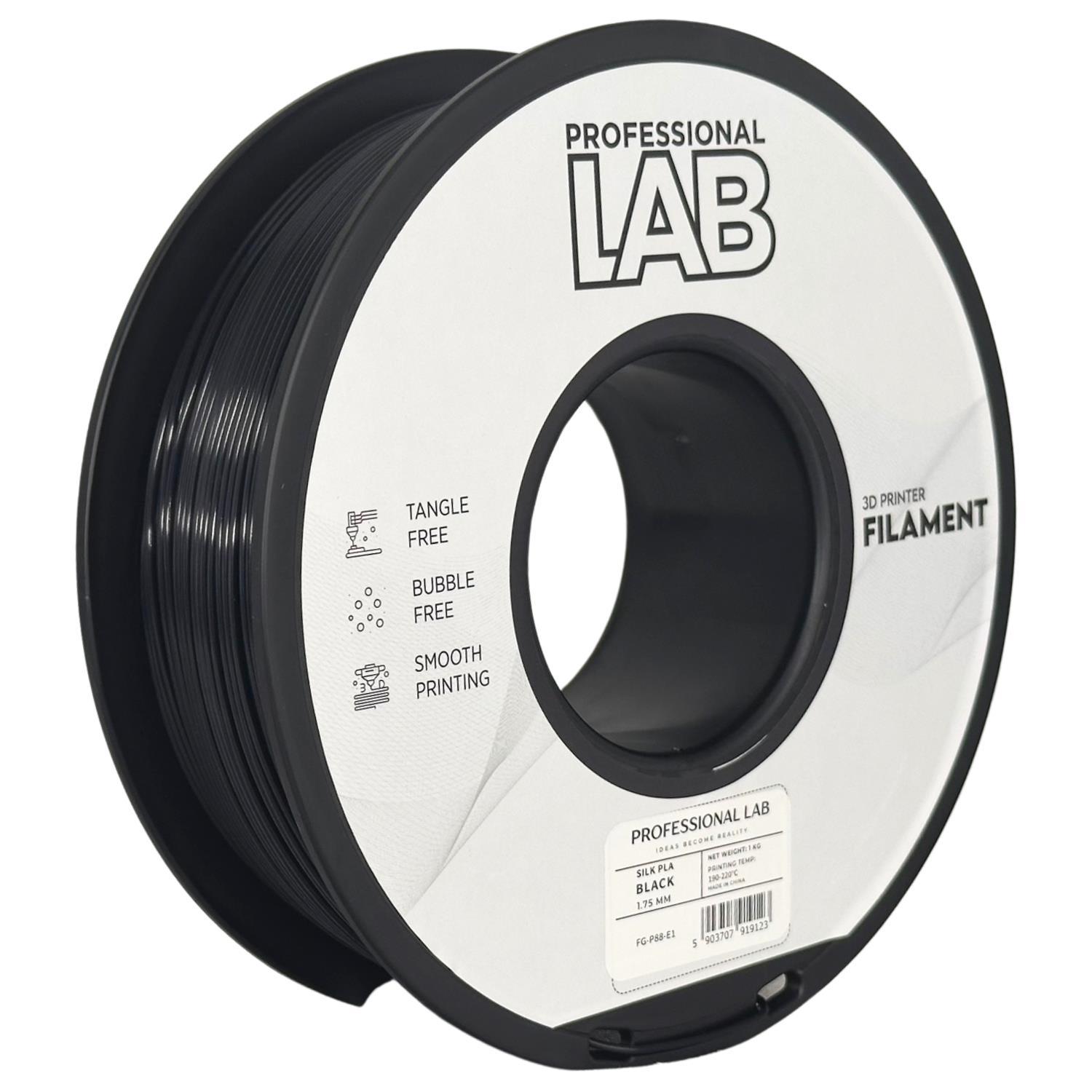 Levně Professional Lab FG-P88-E1, 3D filament, PLA Silk, 1,75mm, 1000g, Černý (Black)
