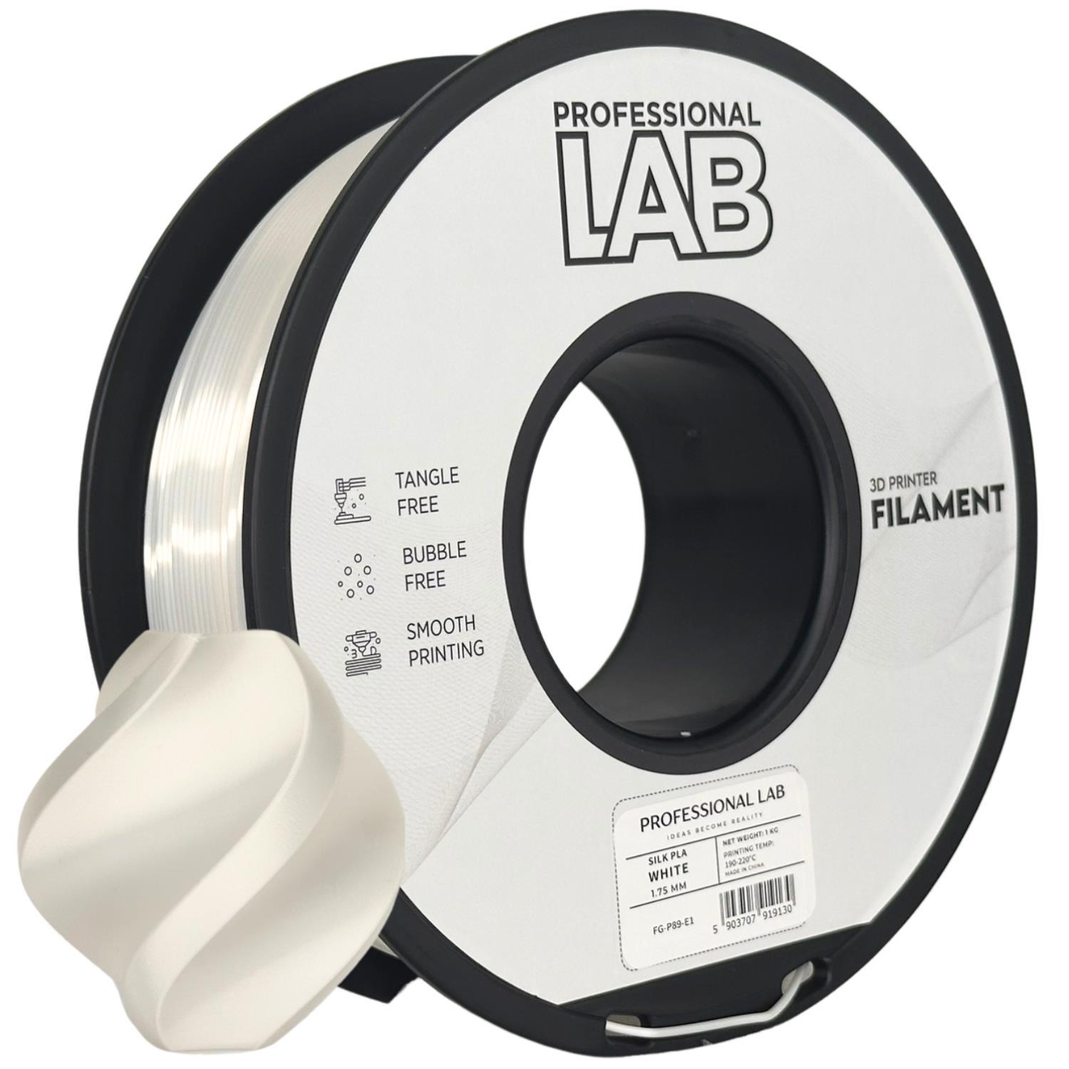 Levně Professional Lab FG-P89-E1, 3D filament, PLA Silk, 1,75mm, 1000g, Bílý (White)