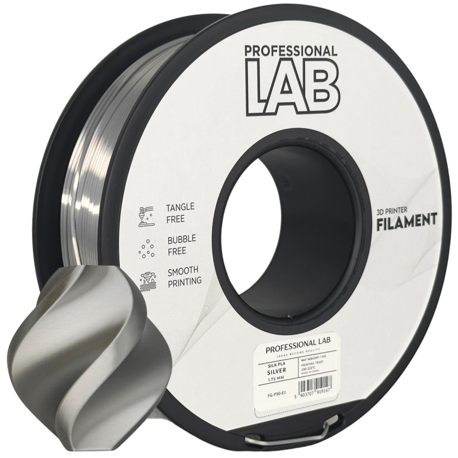 Professional Lab FG-P90-E1, 3D filament, PLA Silk, 1,75mm, 1000g, Stříbrný