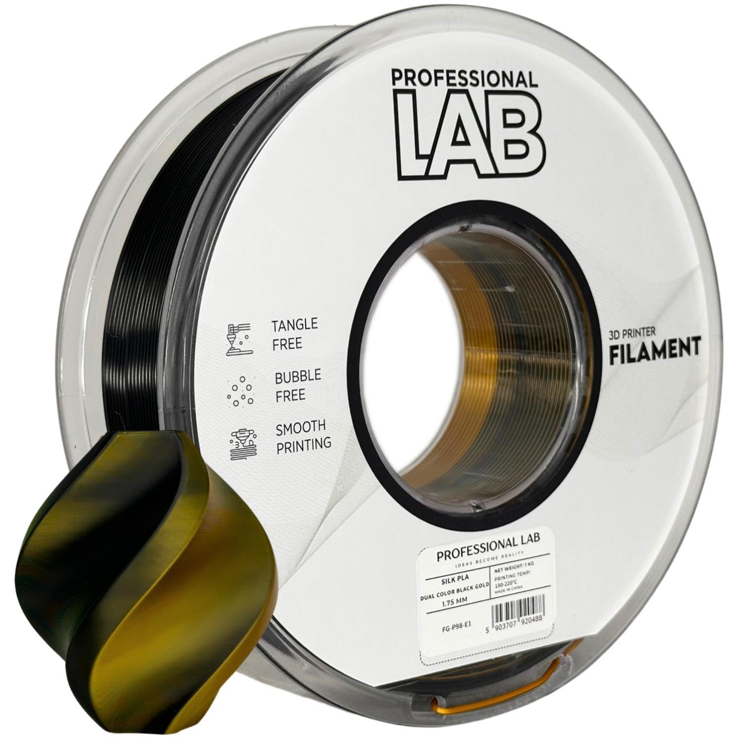 Professional Lab FG-P98-E1, 3D filament, PLA Silk, 1,75mm, 1000g, Vícebarevný (Black, Gold)