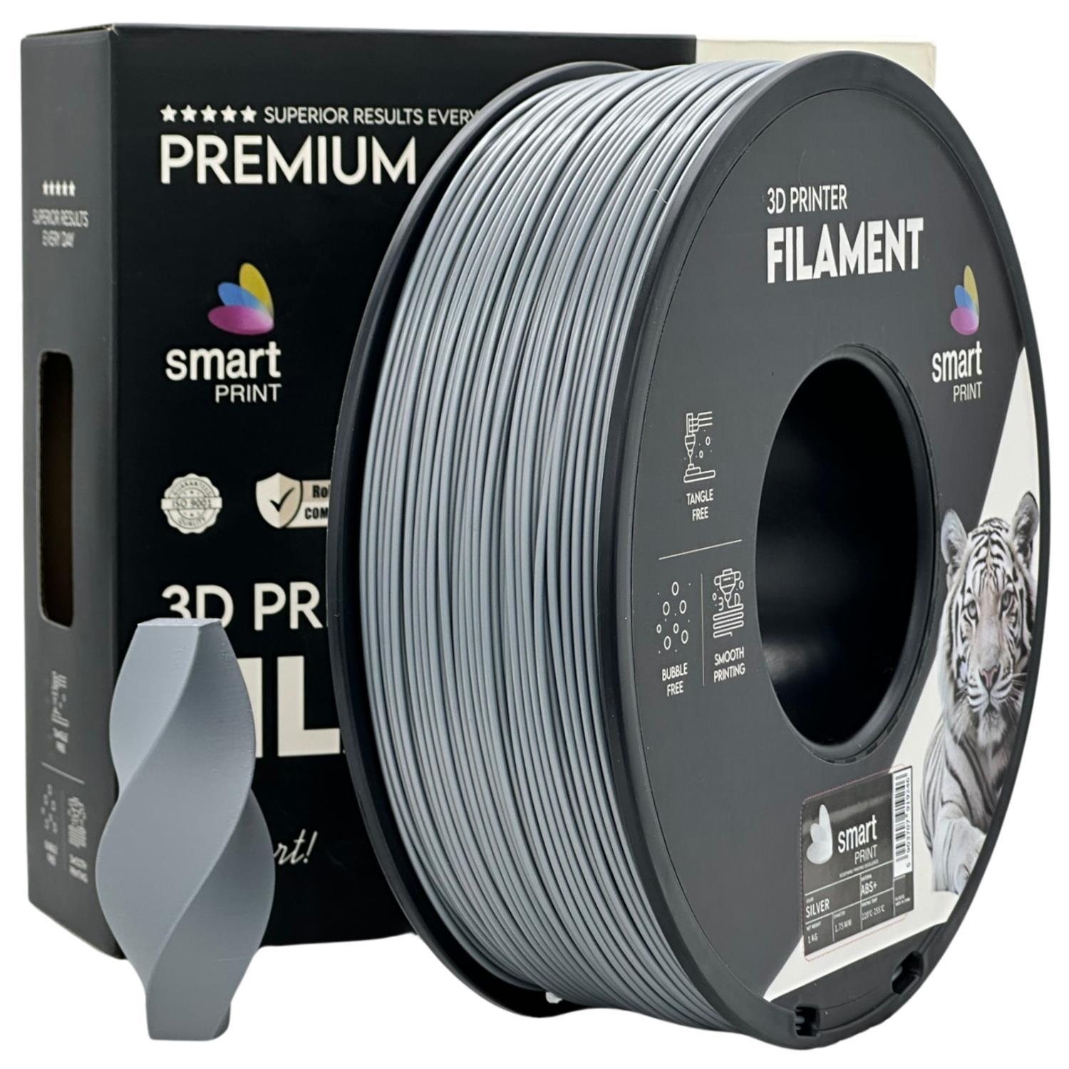 Levně Smart Print FG-S10-E1, 3D filament, ABS+, 1,75mm, 1000g, Stříbrný (Silver)