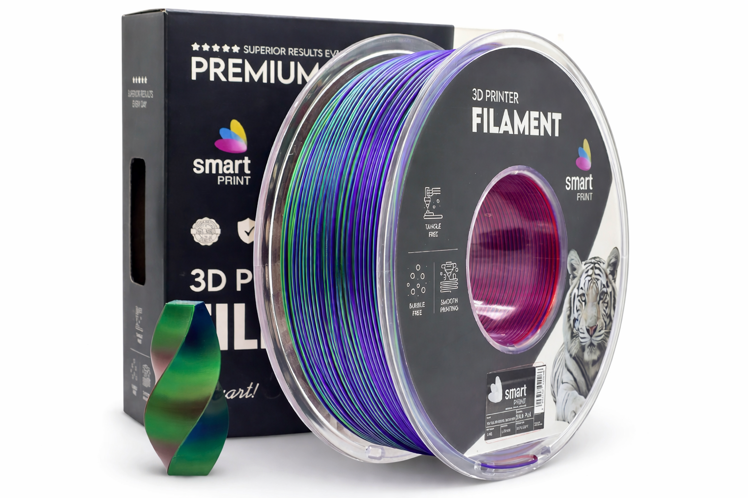 Levně Smart Print FG-S112-E1, 3D filament, PLA Silk, 1,75mm, 1000g, Tri Color, Vícebarevný (Royal blossom)