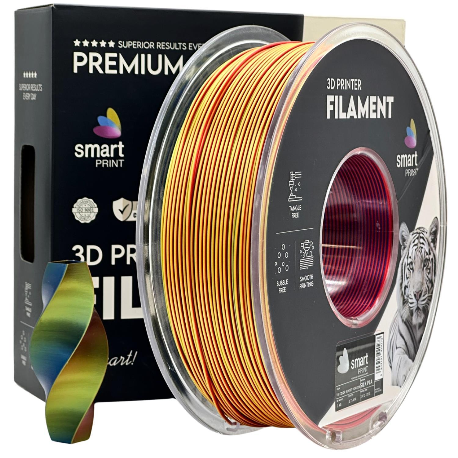 Levně Smart Print FG-S113-E1, 3D filament, PLA Silk, 1,75mm, 1000g, Tri Color, Vícebarevný (Sunset horizon)