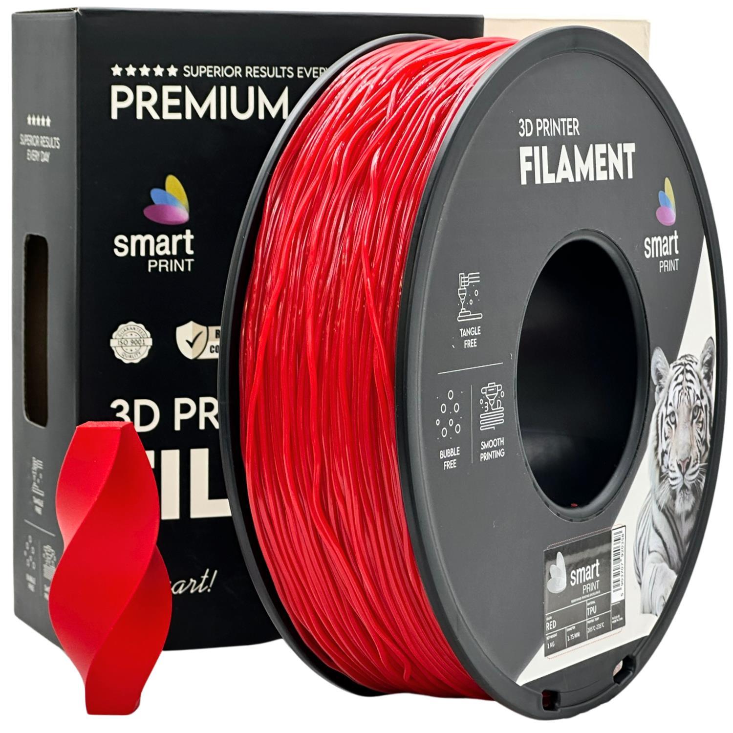 Levně Smart Print FG-S121-E1, 3D filament, TPU 95A, 1,75mm, 1000g, Červený (Red)