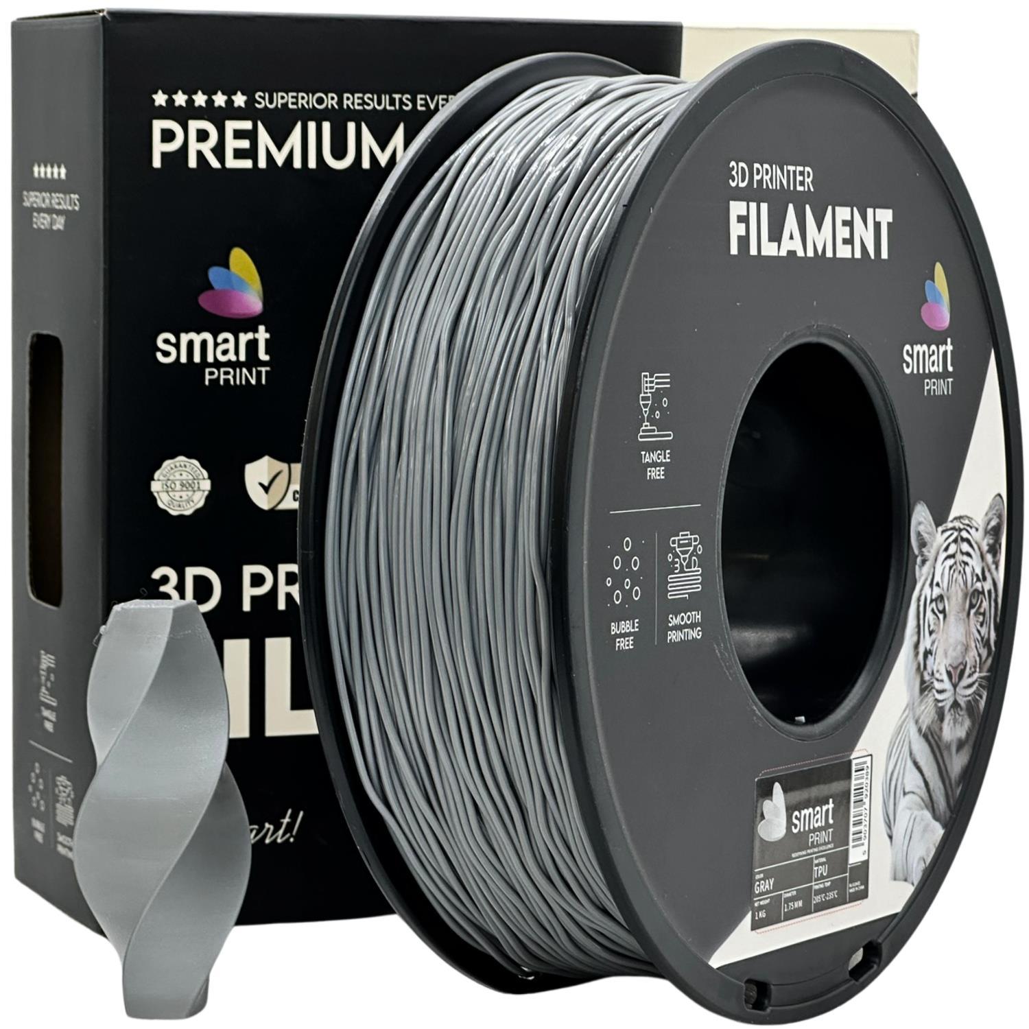 Levně Smart Print FG-S124-E1, 3D filament, TPU 95A, 1,75mm, 1000g, Šedý (Grey)