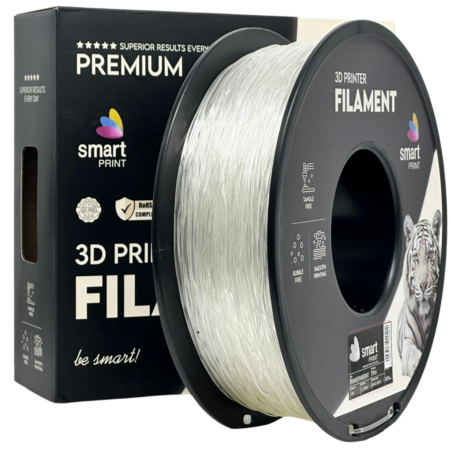 Levně Smart Print FG-S126-E1, 3D filament, TPU 95A, 1,75mm, 1000g, Průsvitný (Transparent)