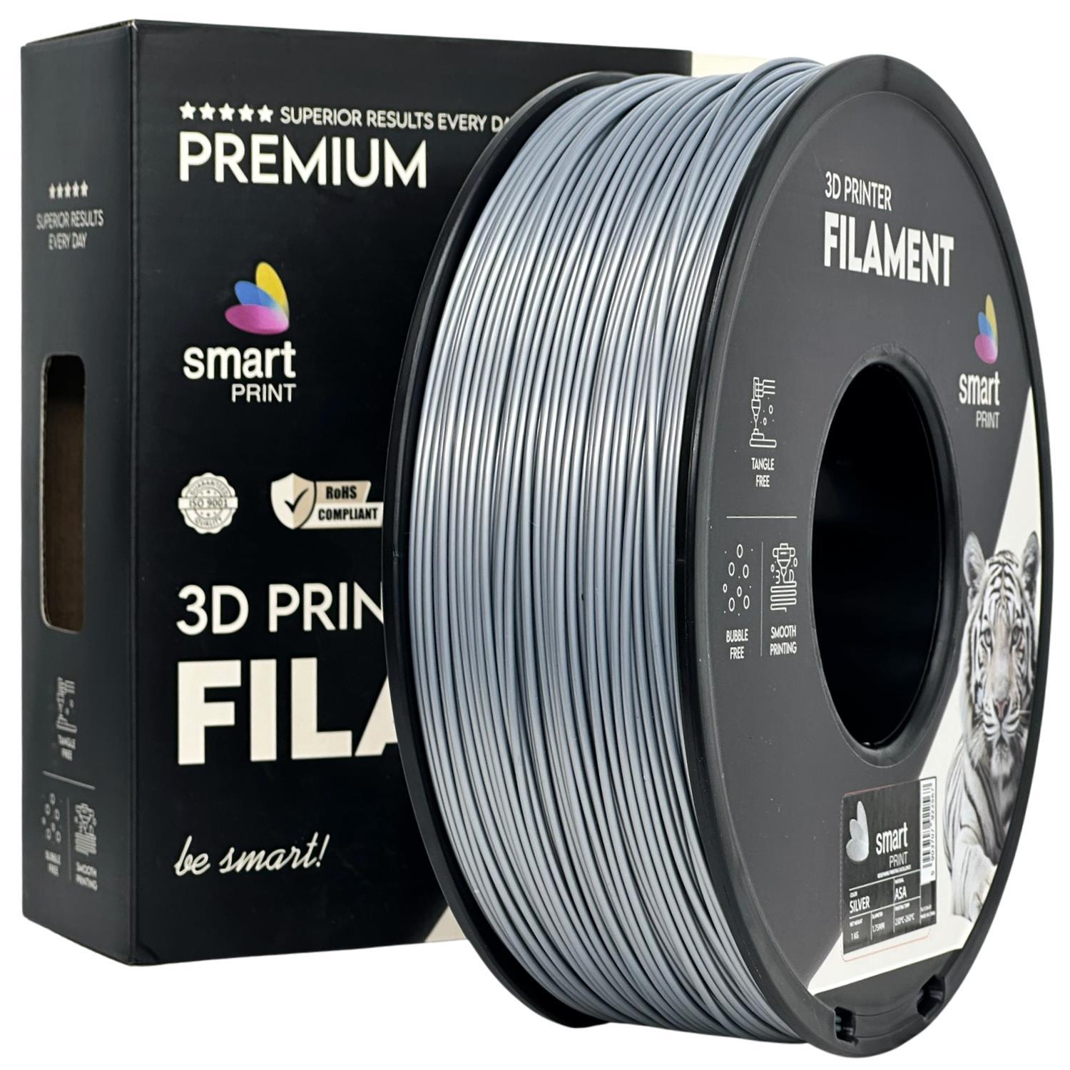 Levně Smart Print FG-S134-E1, 3D filament, ASA, 1,75mm, 1000g, Stříbrný (Silver)