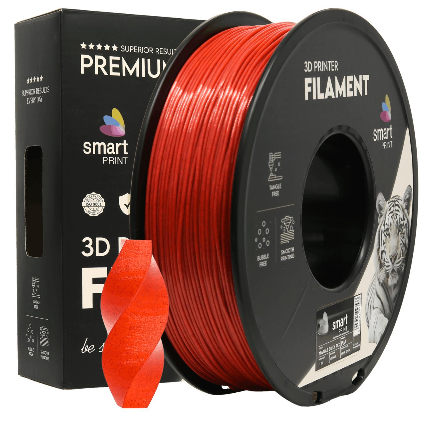 Levně Smart Print FG-S182-E1, 3D filament, PLA Marble, 1,75mm, 1000g, Červený (Brick red)