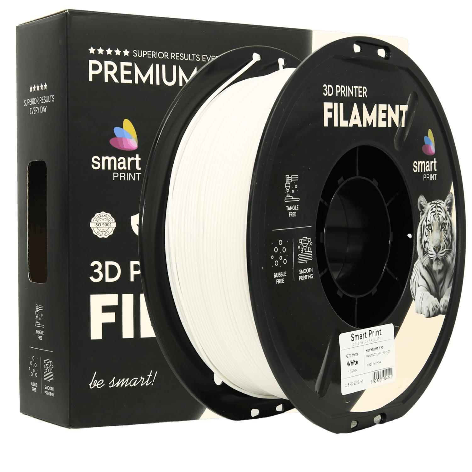 Levně Smart Print FG-S215-E1, 3D filament, PETG Matte, 1,75mm, 1000g, Bílý (White)