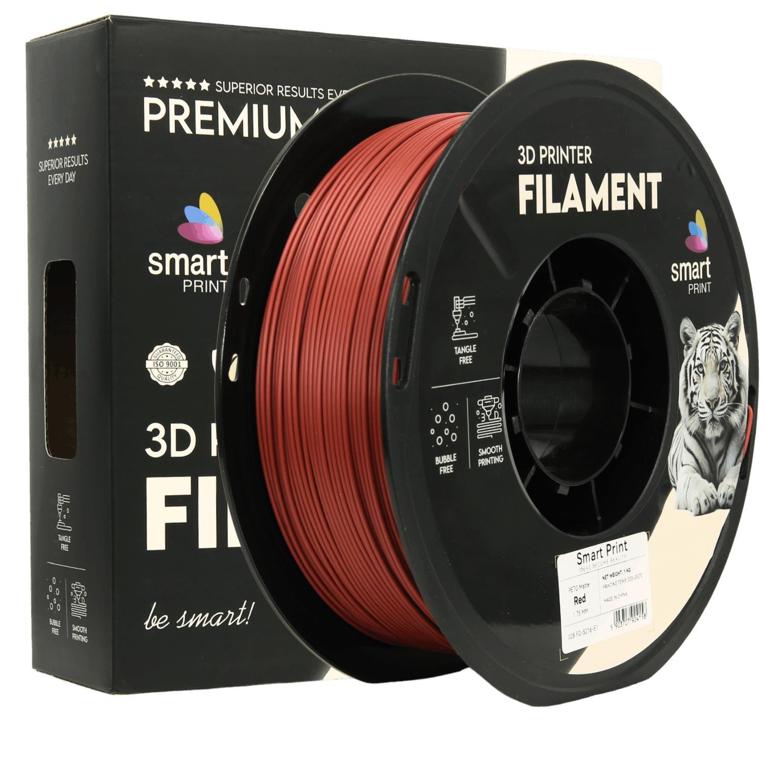 Levně Smart Print FG-S216-E1, 3D filament, PETG Matte, 1,75mm, 1000g, Červený (Red)