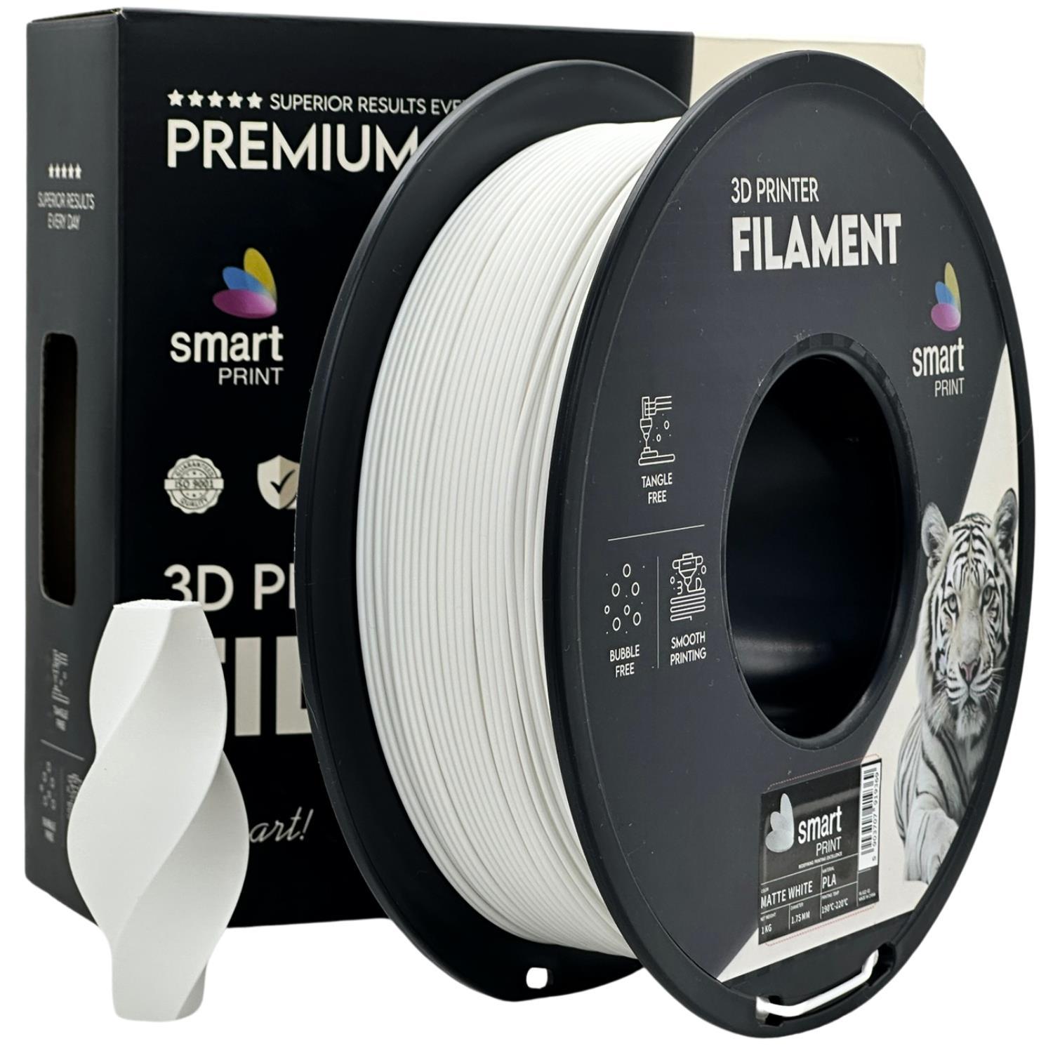 Levně Smart Print FG-S22-E1, 3D filament, PLA Matte, 1,75mm, 1000g, Bílý (White)