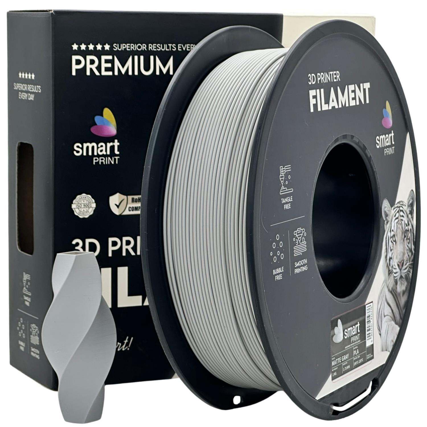 Levně Smart Print FG-S23-E1, 3D filament, PLA Matte, 1,75mm, 1000g, Šedý (Grey)