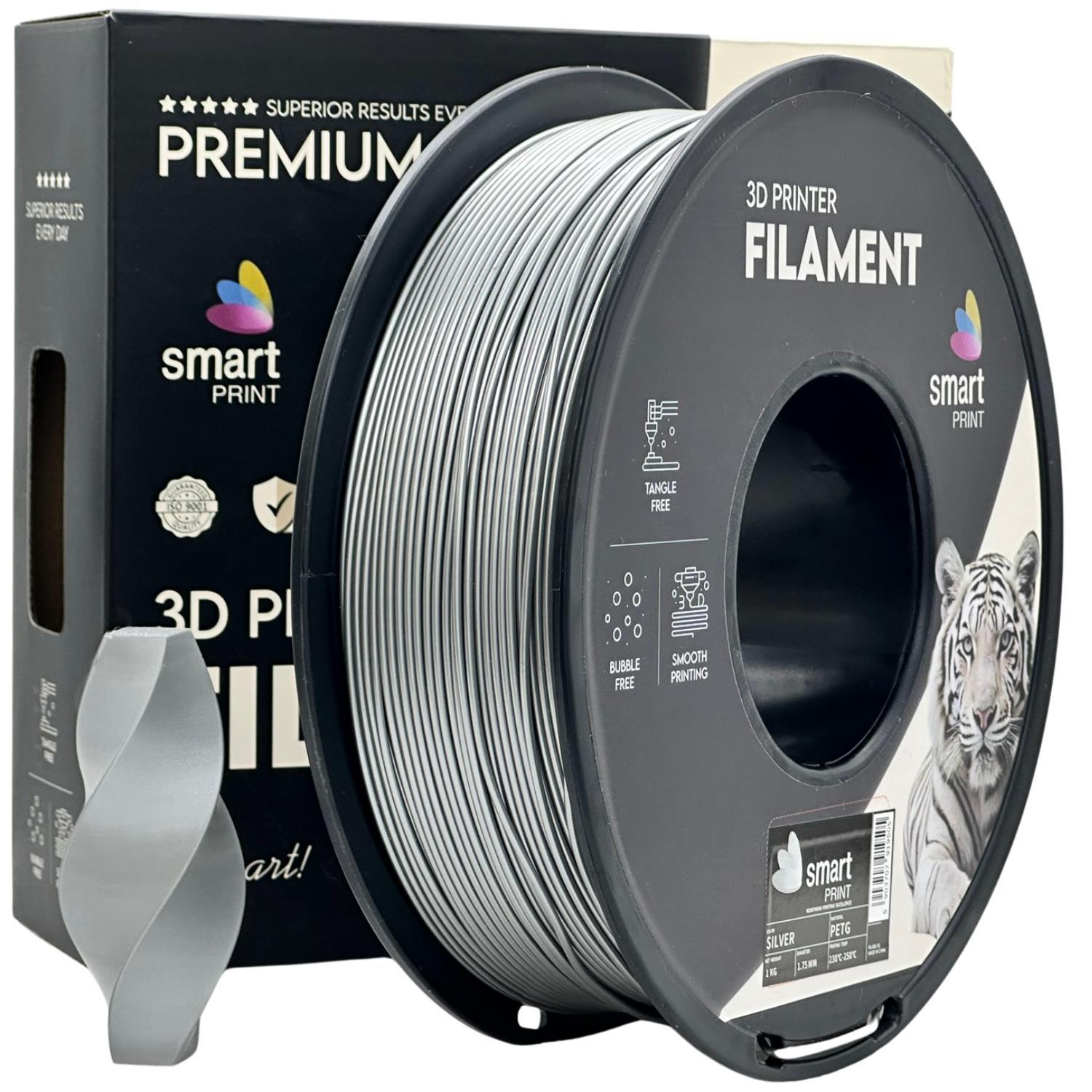 Smart Print FG-S36-E1, 3D filament, PETG, 1,75mm, 1000g, Stříbrný (Silver)
