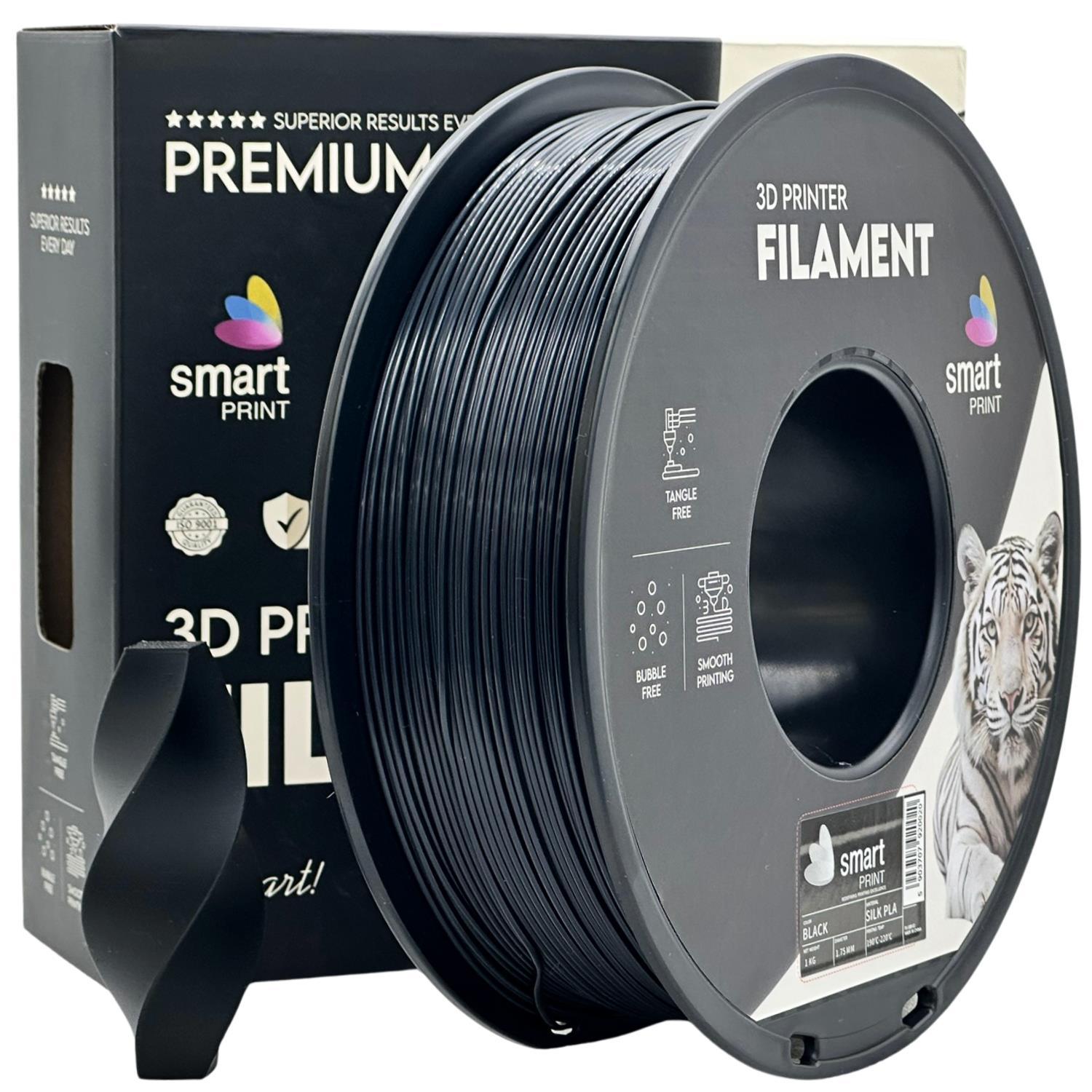 Levně Smart Print FG-S88-E1, 3D filament, PLA Silk, 1,75mm, 1000g, Černý (Black)