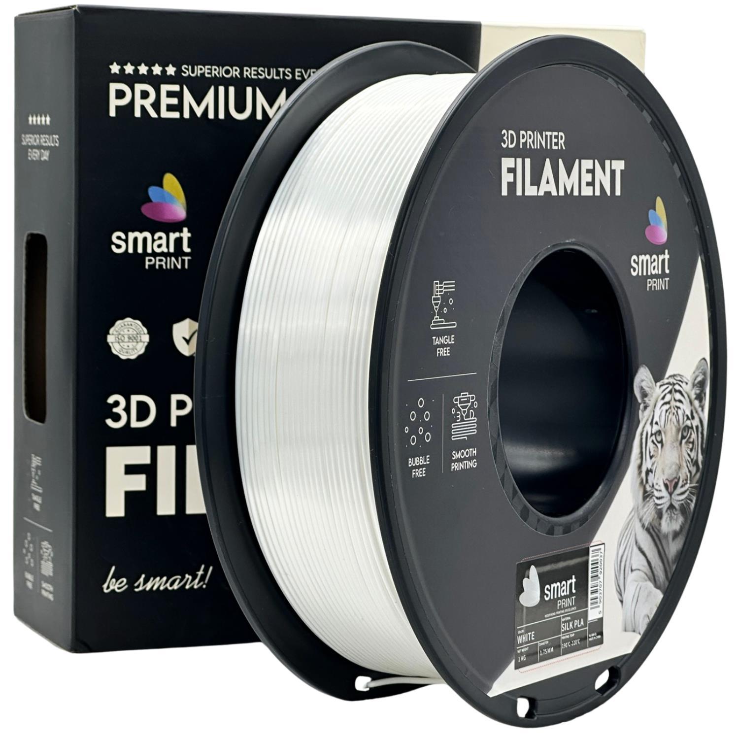 Smart Print FG-S89-E1, 3D filament, PLA Silk, White, 1kg, 1,75mm