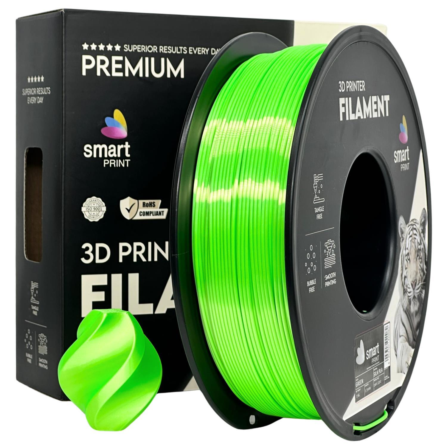 Levně Smart Print FG-S94-E1, 3D filament, PLA Silk, 1,75mm, 1000g, Zelený (Green)