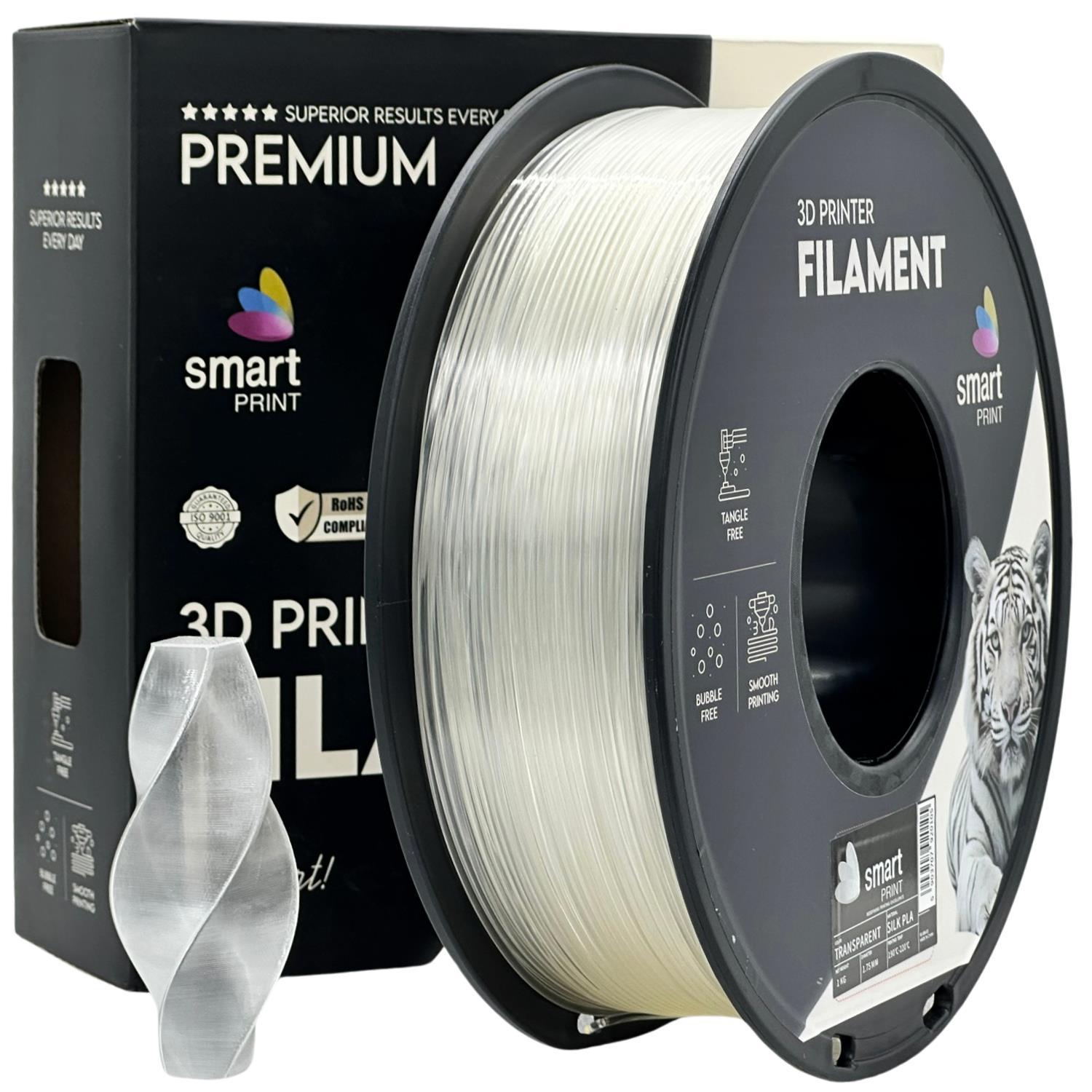 Levně Smart Print FG-S96-E1, 3D filament, PLA Silk, 1,75mm, 1000g, Průsvitný (Transparent)