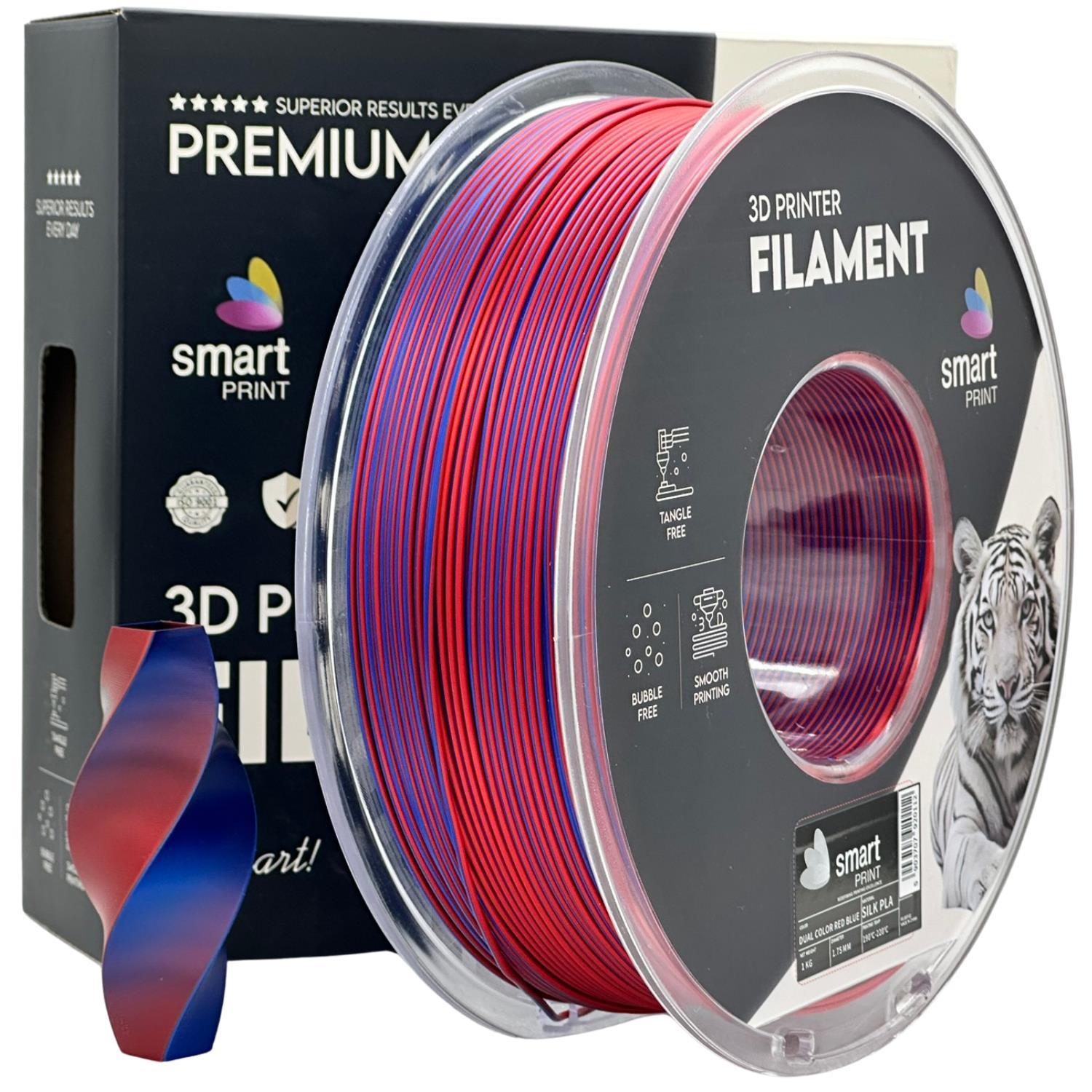 Smart Print FG-S97-E1, 3D filament, PLA Silk, Dual Color, Red, Blue, 1kg, 1,75mm