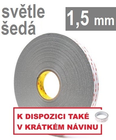 3M VHB™ 4956-P, thickness 1.5 mm; light gray double-sided very high-bond acrylic tape 19 mm x 33 m