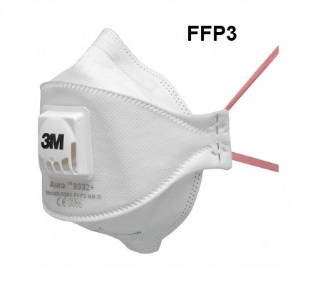 3M 3M 9332+ Aura™ Filtering Half Mask with Exhalation Valve (FFP3)