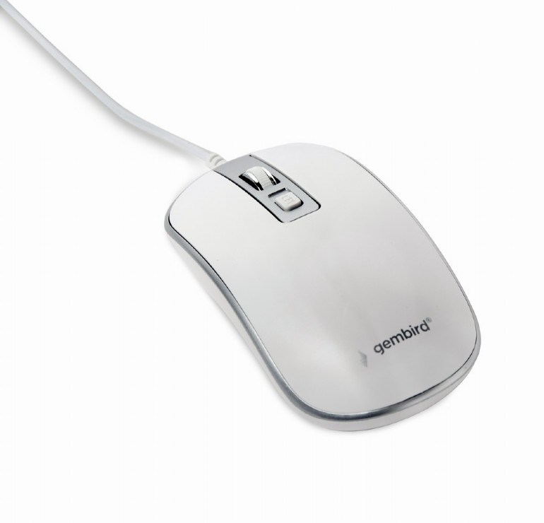 Levně GEMBIRD myš MUS-4B-06-WS, drátová, optická, USB, bílá/stříbrná
