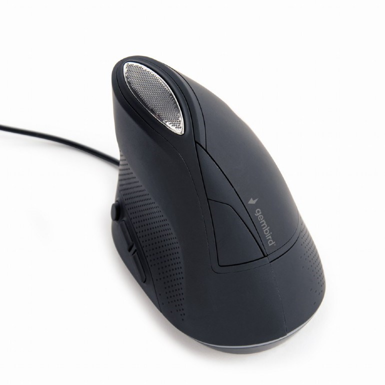 Levně GEMBIRD myš MUS-ERGO-03, Vertikální - Ergonomická, drátová USB, podsvícená, šedá