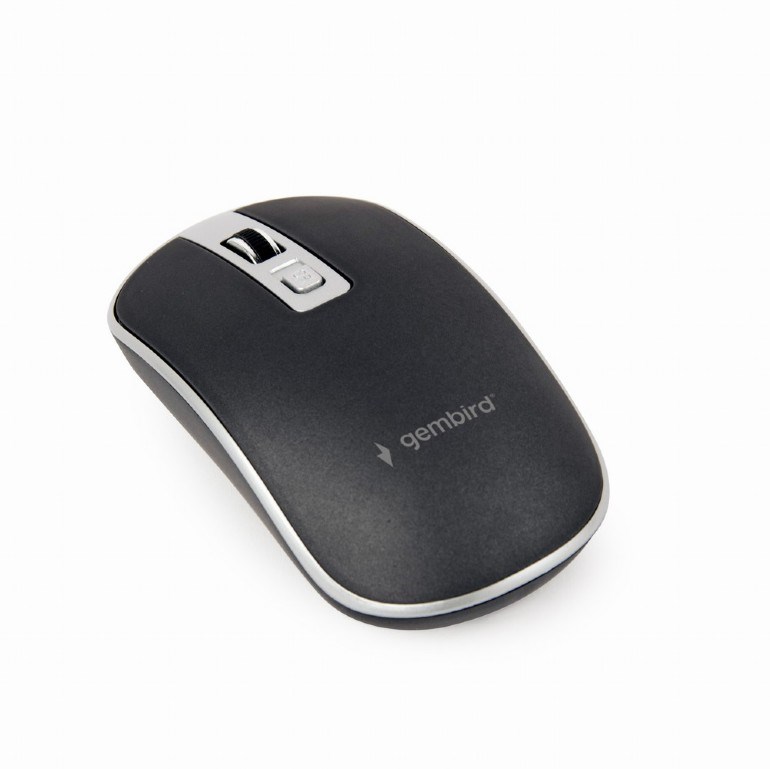 Levně GEMBIRD myš MUSW-4B-06, černo-stříbrná, bezdrátová, USB nano receiver