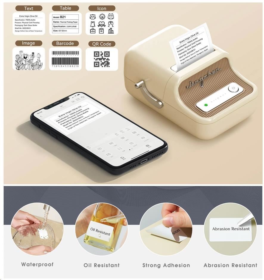 Niimbot Smart B21S 1AC1C171605 tlačiareň štítkov, biela + role etikiet.


Tlač pomocou priamej termálnej technológie – čisté, odolné a úsporné riešenie

Bluetooth pripojenie na podporu mobilnej tlače + tlač z PC

Kompatibilita s Niimbot App – bezplatná aplikácia pre Android, iOS aj Windows

Horizontálna aj vertikálna tlač

Podpora čiarových a QR kódov, textov, obrázkov a rámčekov.

Rozlíšenie 203 dpi

Šírka štítku 20–50 mm

Rýchlosť tlače až 60 mm/s.

Vstavaná batéria 1500 mAh – až 5 hodín nepretržitej prevádzky

Automatické rozpoznávanie štítkov

Vysoko odolné štítky

Multijazyčná aplikácia

Nízka hlučnosť a kompaktný dizajn

Obsah balenia
Tlačiareň štítkov Niimbot Smart B21S 1AC1C171605, USB-C nabíjací kábel, rolka etikiet 50 x 30 mm (210 ks), používateľská príručka