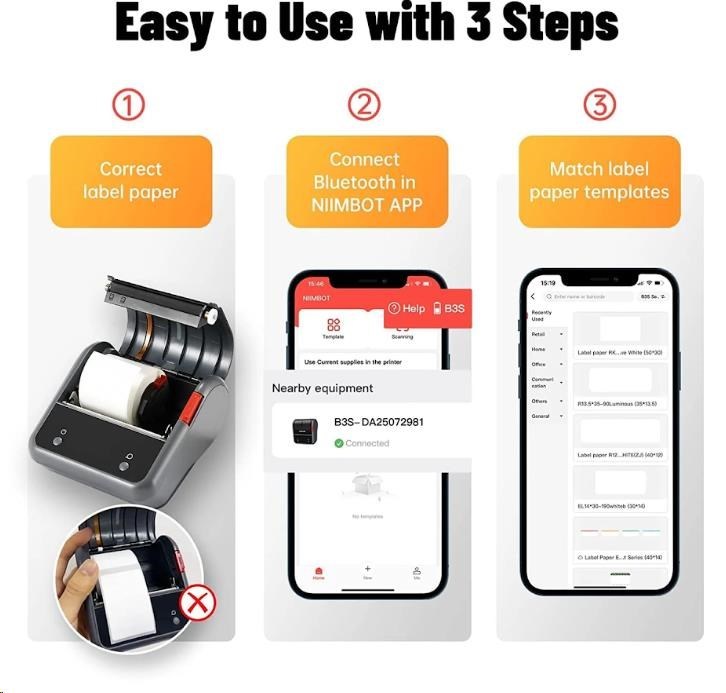 Niimbot B3S Smart 1AE12231604 mobilná tlačiareň štítkov, čierna + rolka štítkov.


Termálna tlačová technológia

Pripojenie pomocou Bluetooth

Kompatibilita s aplikáciou Niimbot App pre Android a iOS – jednoduché navrhovanie a tlač štítkov odkiaľkoľvek

Rozlíšenie tlače 203dpi

Rýchla tlač – vhodná pre vysokú pracovnú záťaž v kancelárii aj v sklade

Podpora viacerých šírok štítkov

Moderný a kompaktný dizajn

Tichá prevádzka

Jednoduchá inštalácia a údržba – používateľsky prívetivé ovládanie aj pre menej skúsených používateľov

Obsah balenia
Tlačiareň štítkov Niimbot B3S Smart 1AE12231604, USB-C nabíjací kábel, rolka štítkov, používateľská príručka