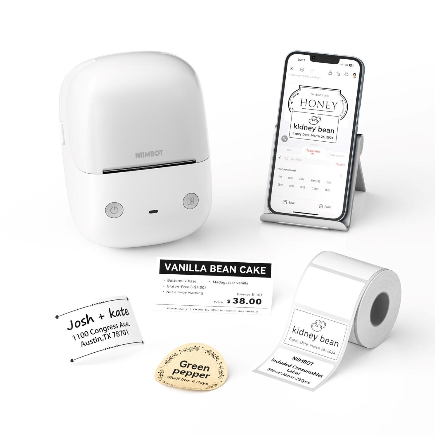Niimbot Label Printer B2, 1AC91202809 gray + roll of labels 230 pcs