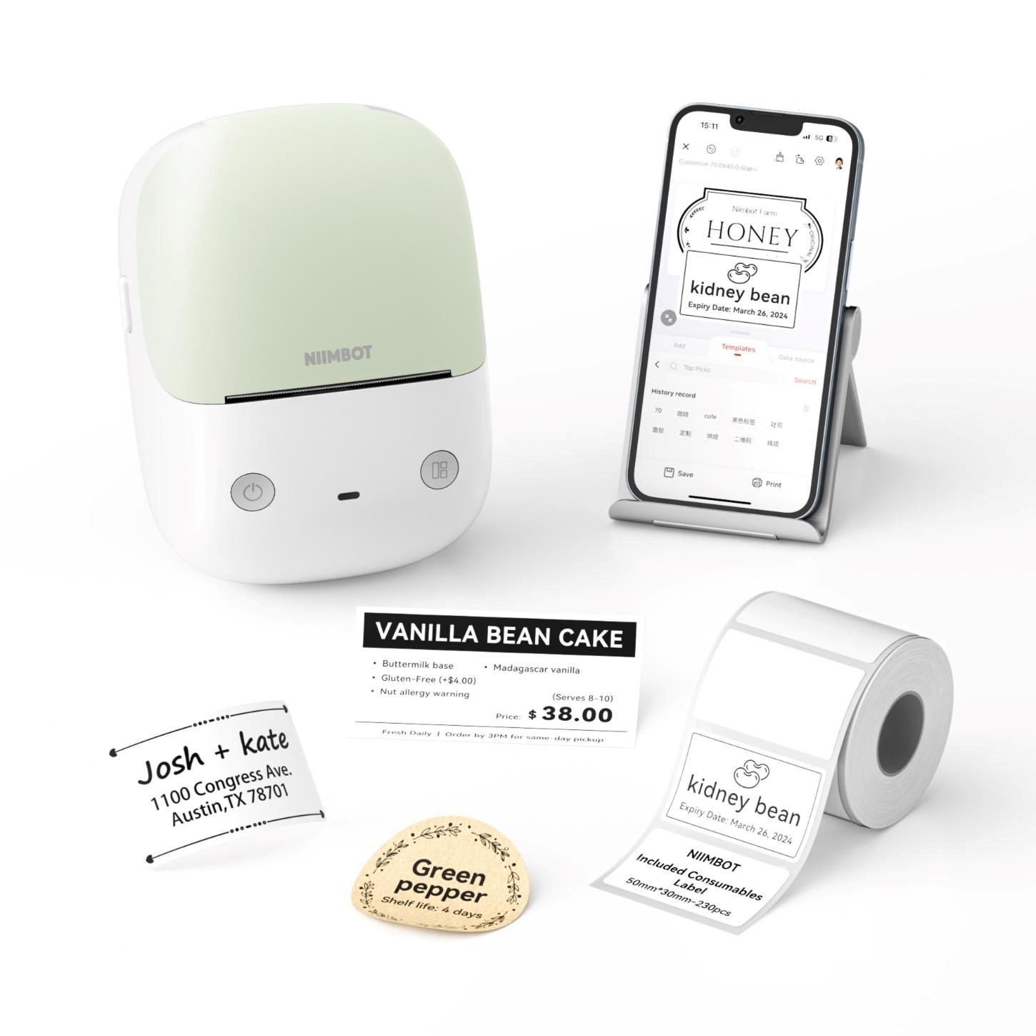 Niimbot Label Printer B2, 1AC9721281A green + label roll 230 pcs