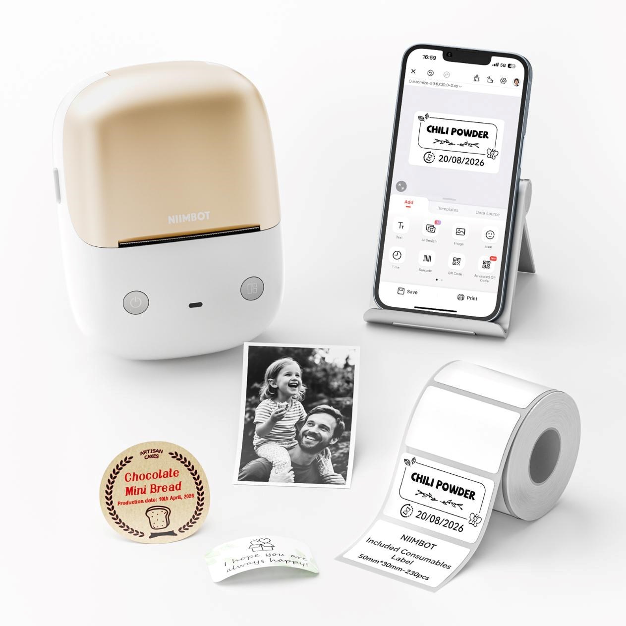 NIIMBOT Niimbot Label Printer B2 PRO, 1AC96442809 gold + 230 label roll